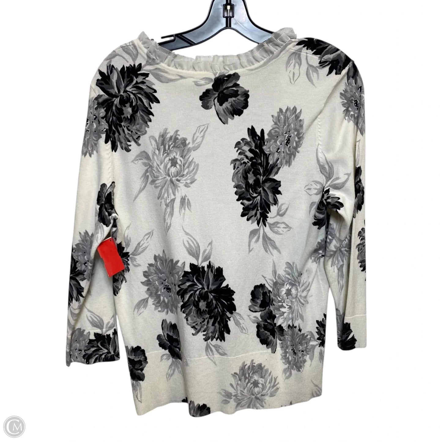 Cardigan By White House Black Market In Cream & Grey, Size: L