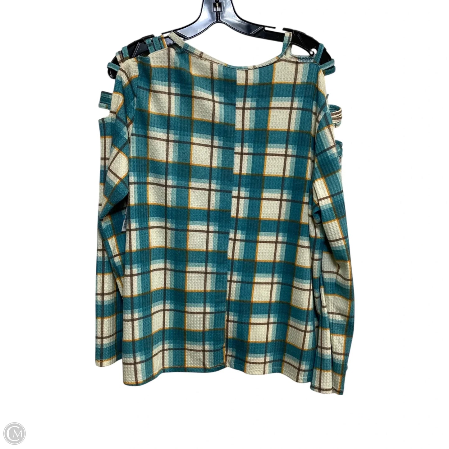 Top Long Sleeve By Cato In Green & Grey, Size: Xl