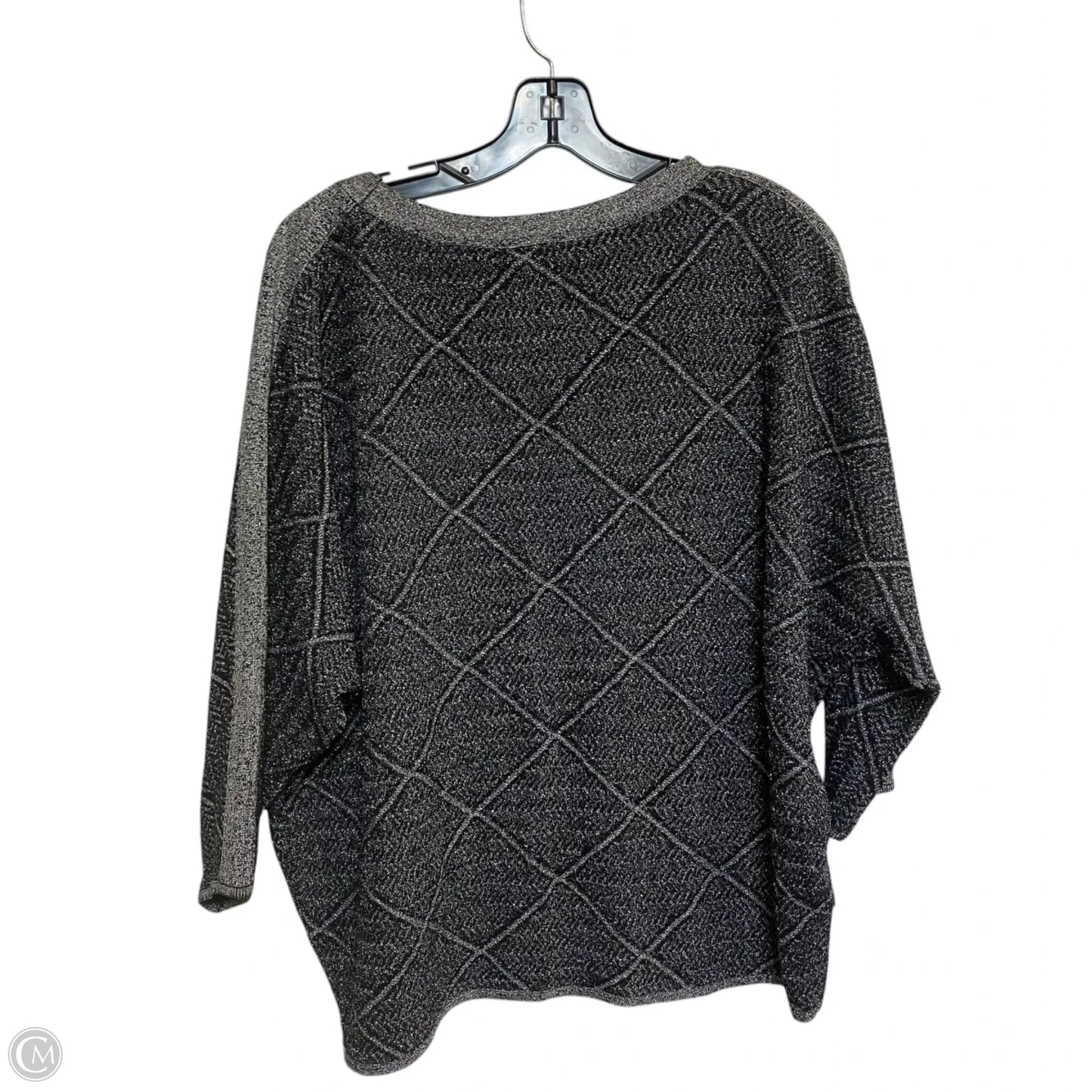 Top 3/4 Sleeve By In Studio In Black & Silver, Size: 1x