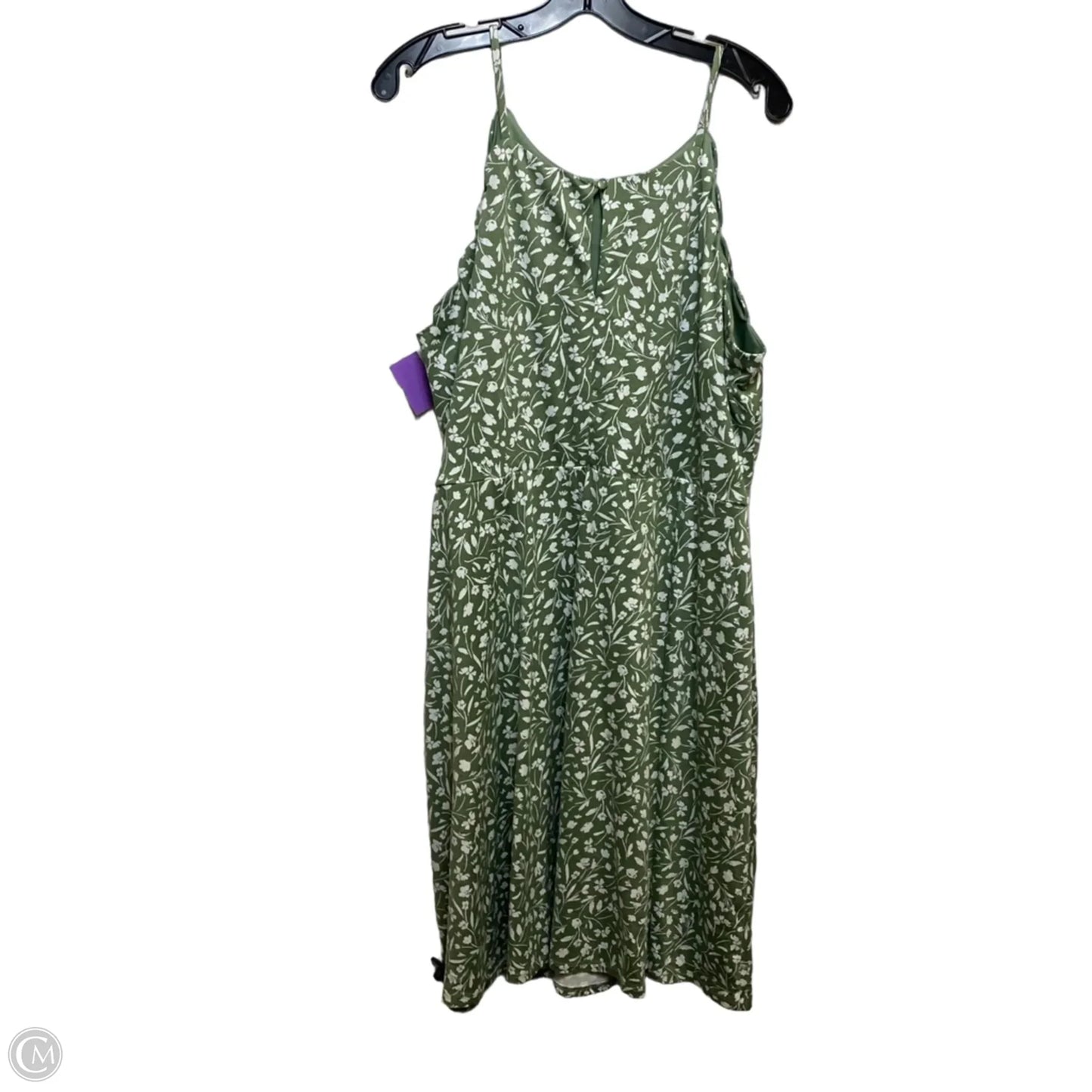 Dress Casual Midi By Fortune & Ivy In Green & White, Size: 1x