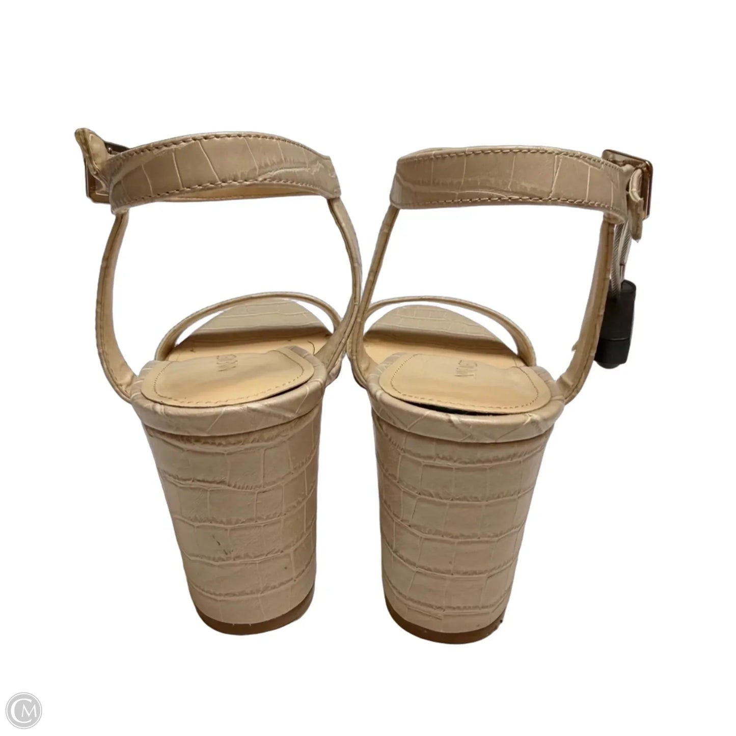 Sandals Heels Block By Nine West In Cream, Size: 10.5