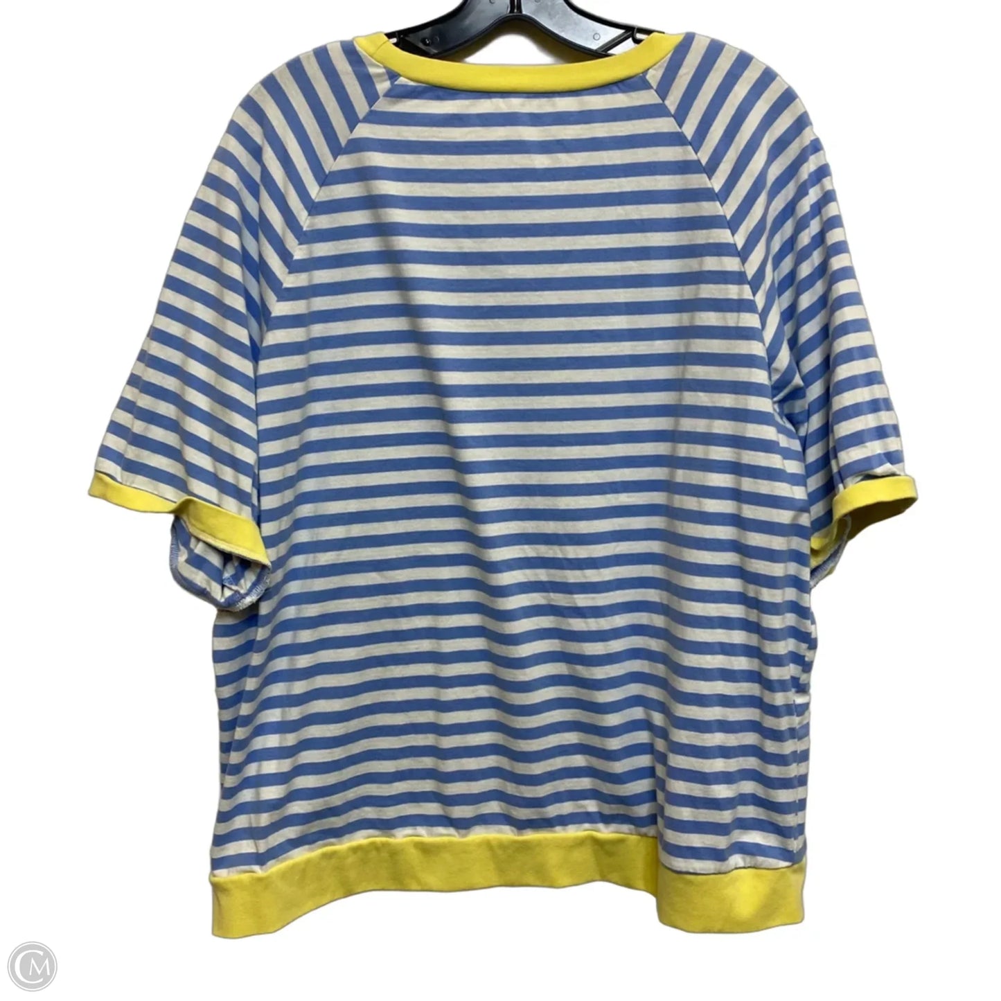 Top Short Sleeve By Clothes Mentor In Blue & White, Size: L