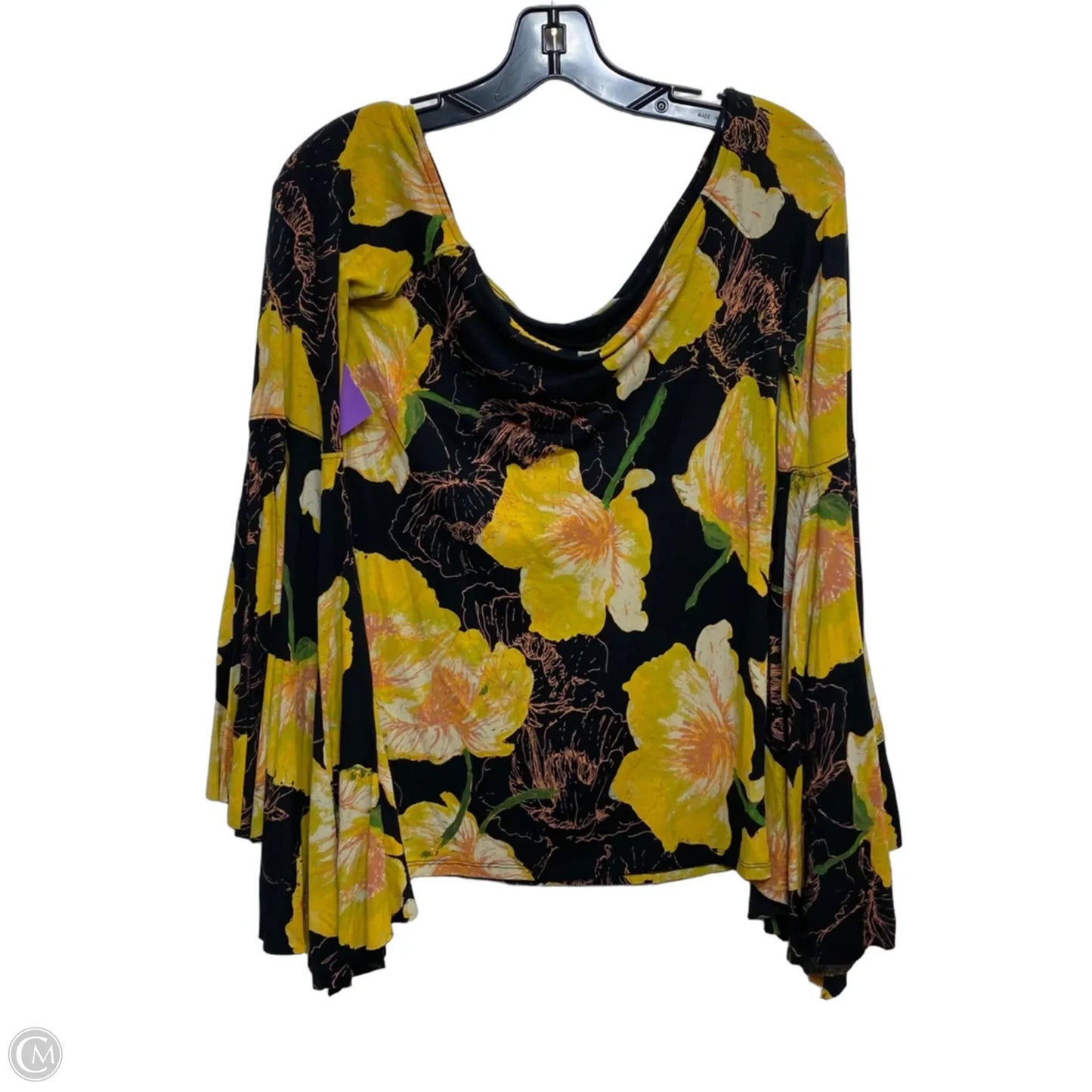Top Long Sleeve By We The Free In Black & Yellow, Size: M