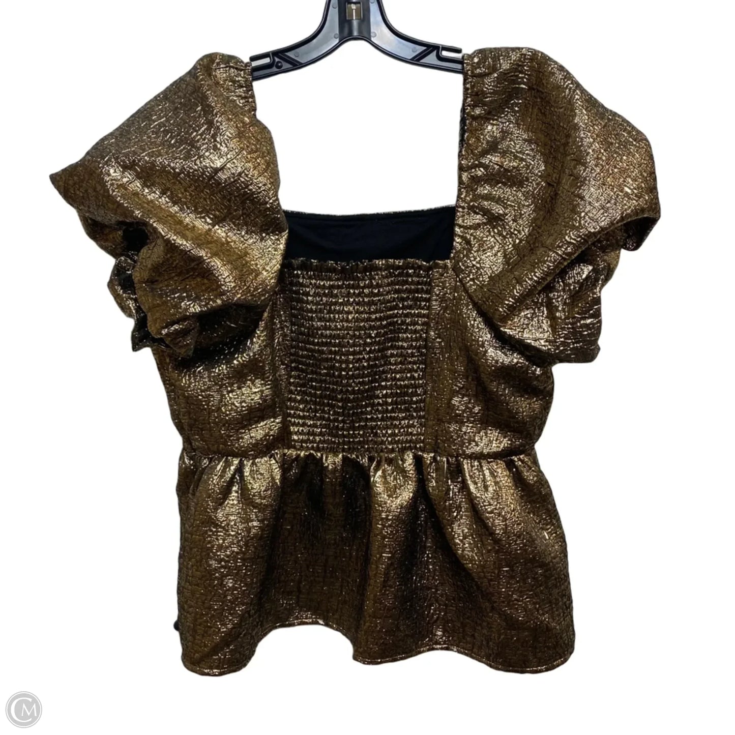 Top Short Sleeve By Lc Lauren Conrad In Gold, Size: 1x