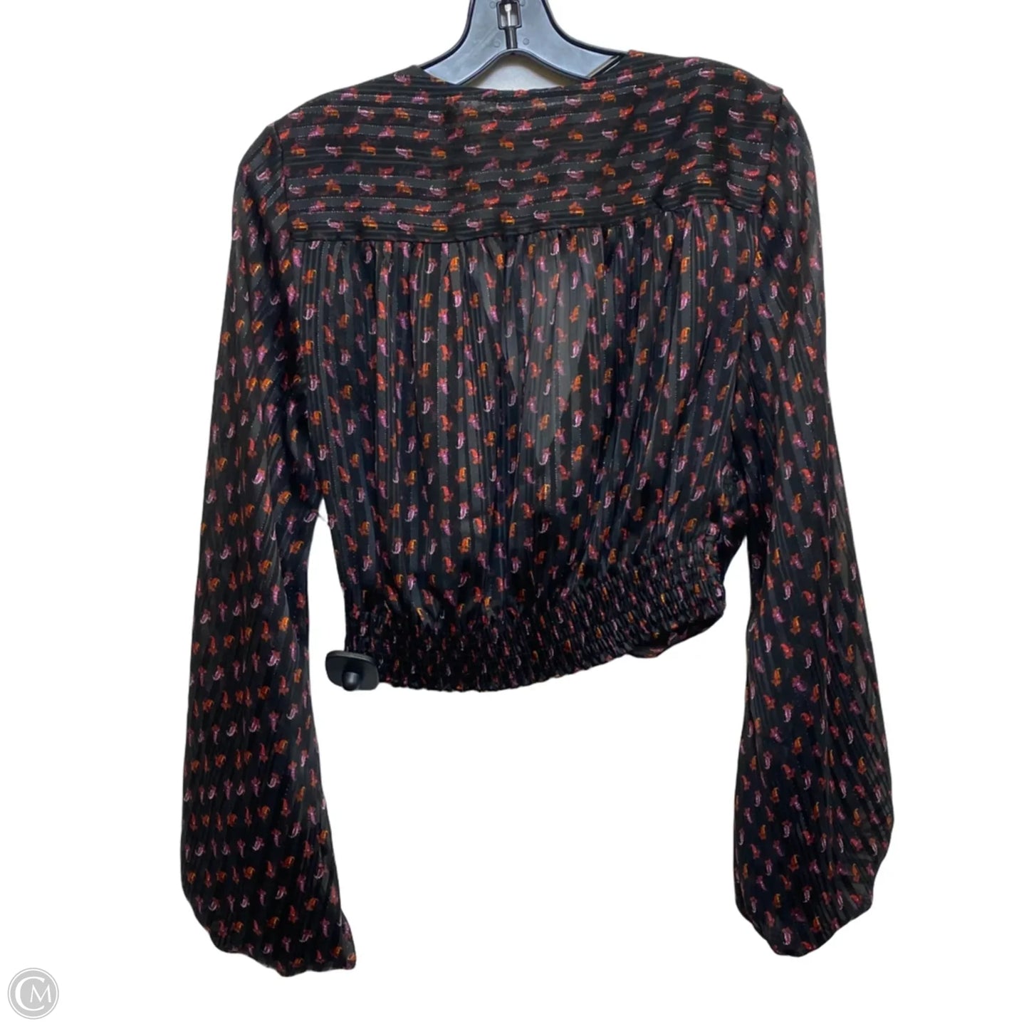 Blouse Long Sleeve By Zara In Black & Pink, Size: S