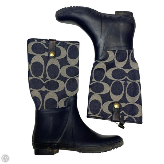 Boots Designer By Coach In Navy, Size: 9