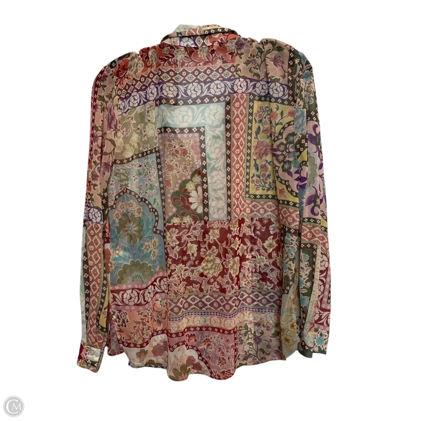 Blouse Long Sleeve By Zara In Multi-colored, Size: M