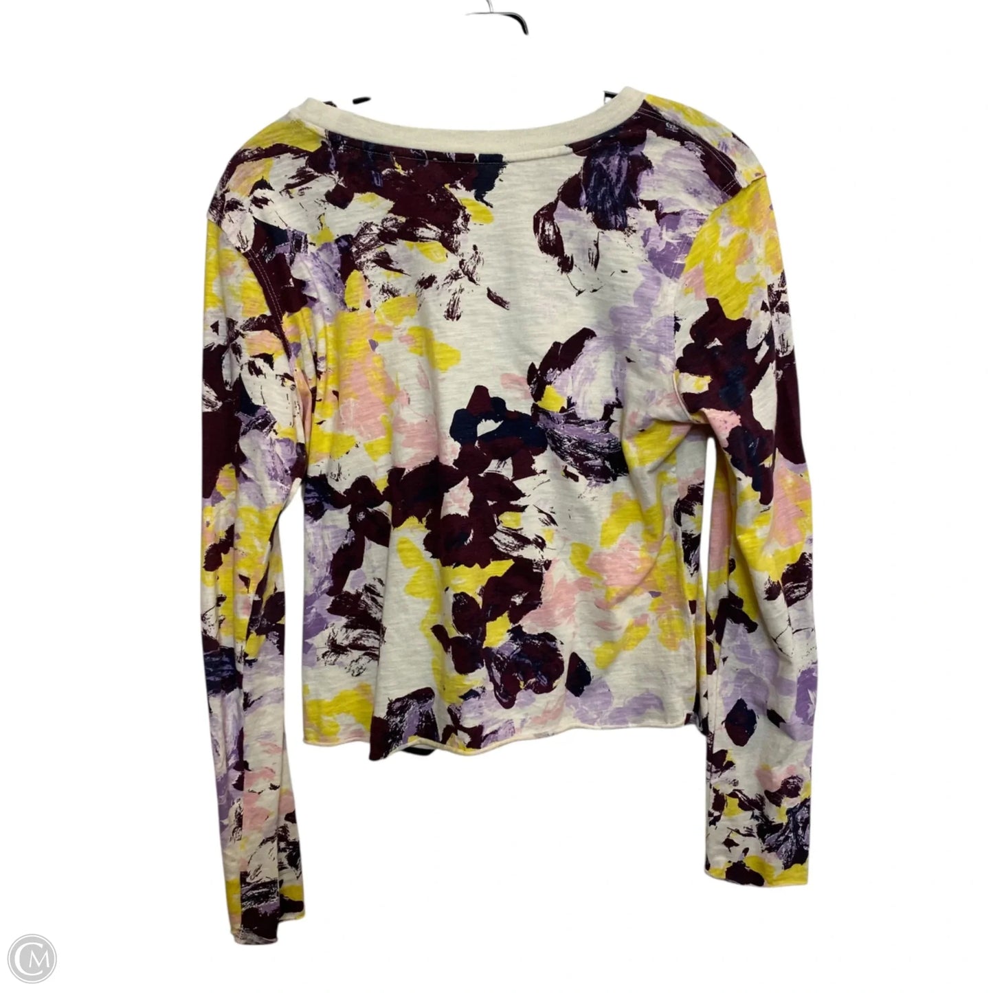 Top Long Sleeve By Anthropologie In Cream & Purple, Size: Xs