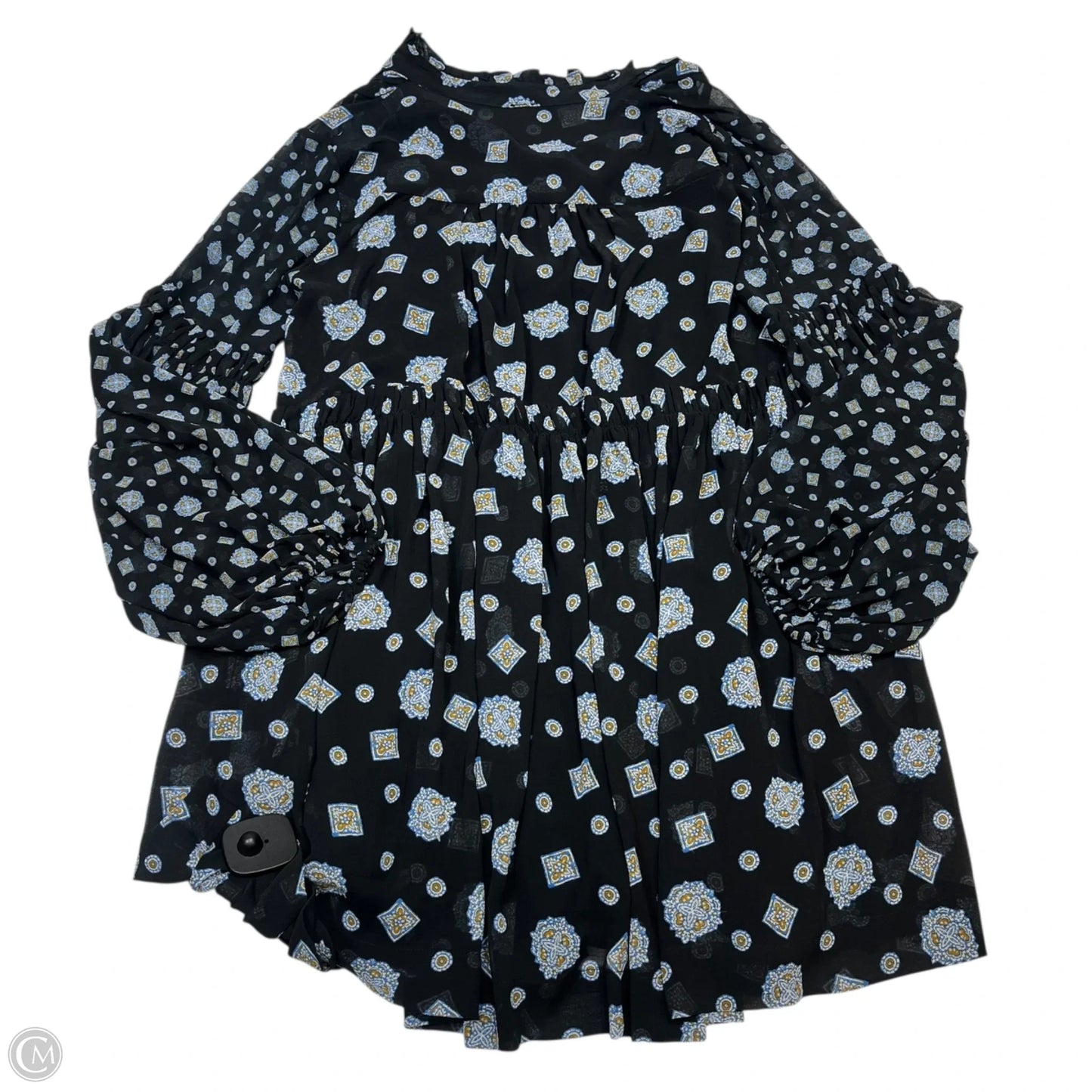 Blouse Long Sleeve By Free People In Black & Blue, Size: Xs