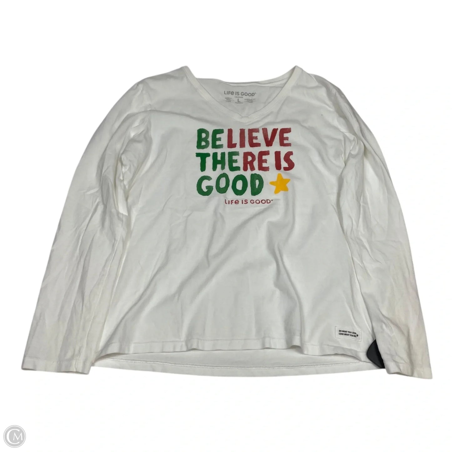 Top Long Sleeve Basic By Life Is Good In White, Size: L