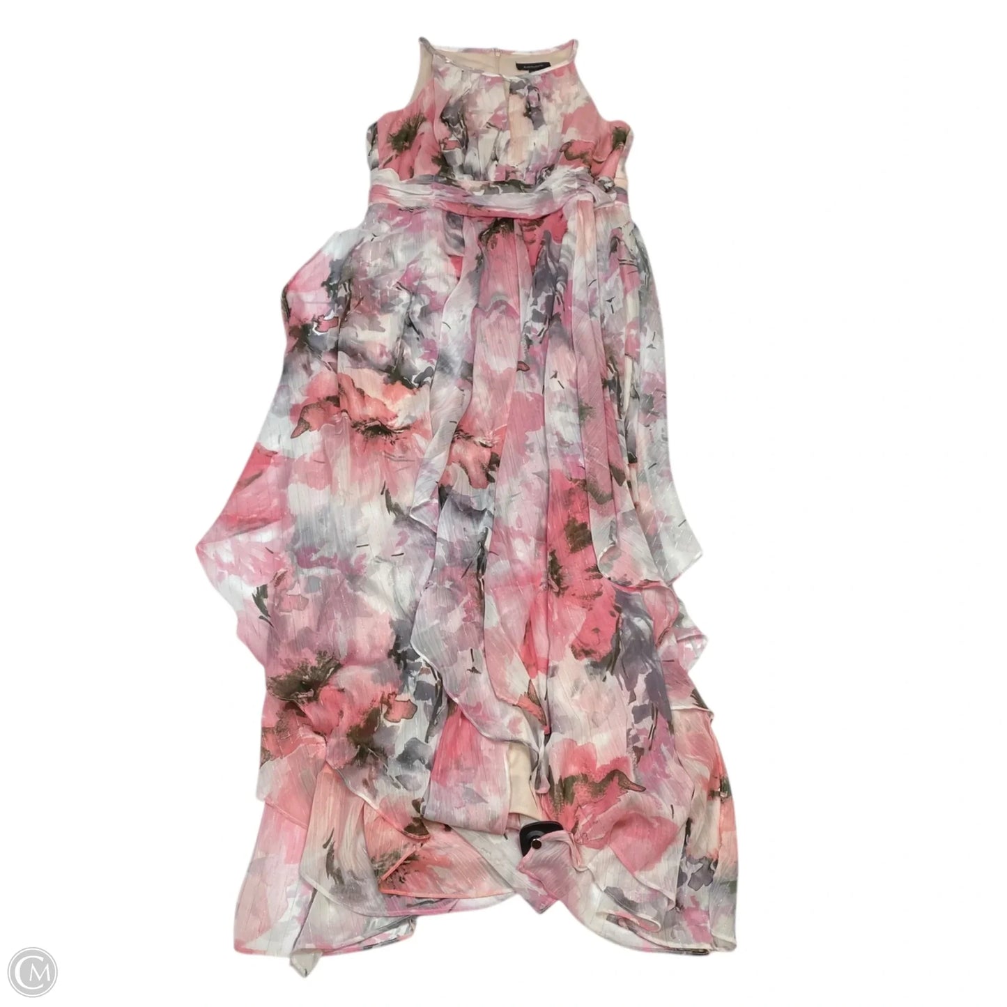 Dress Party Long By R And M Richards In Pink & White, Size: L