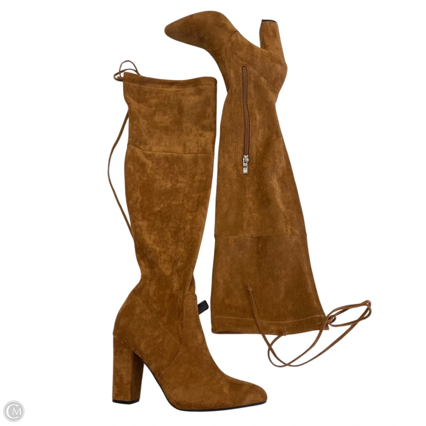 Boots Knee Heels By Cmf In Brown, Size: 5.5