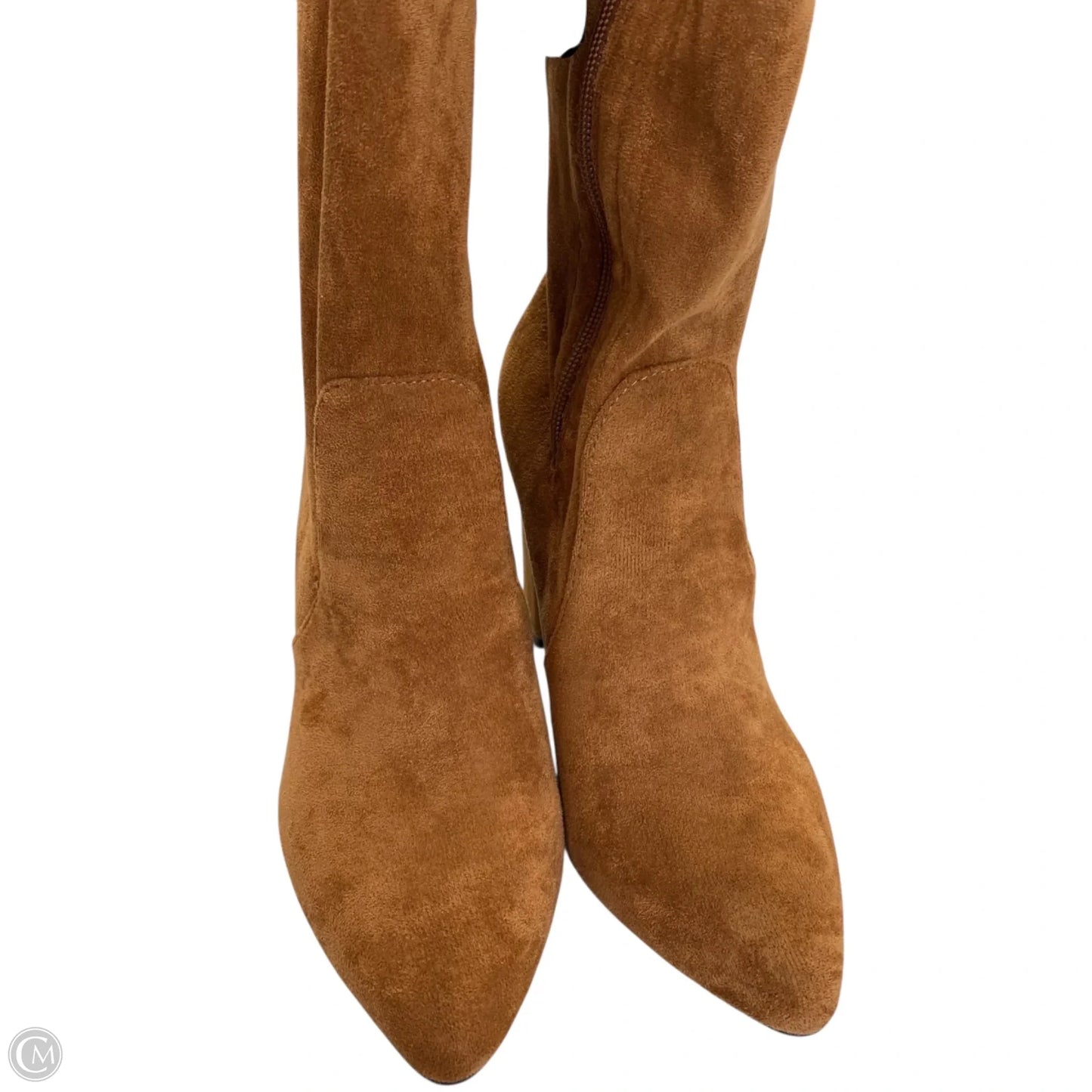 Boots Knee Heels By Cmf In Brown, Size: 5.5