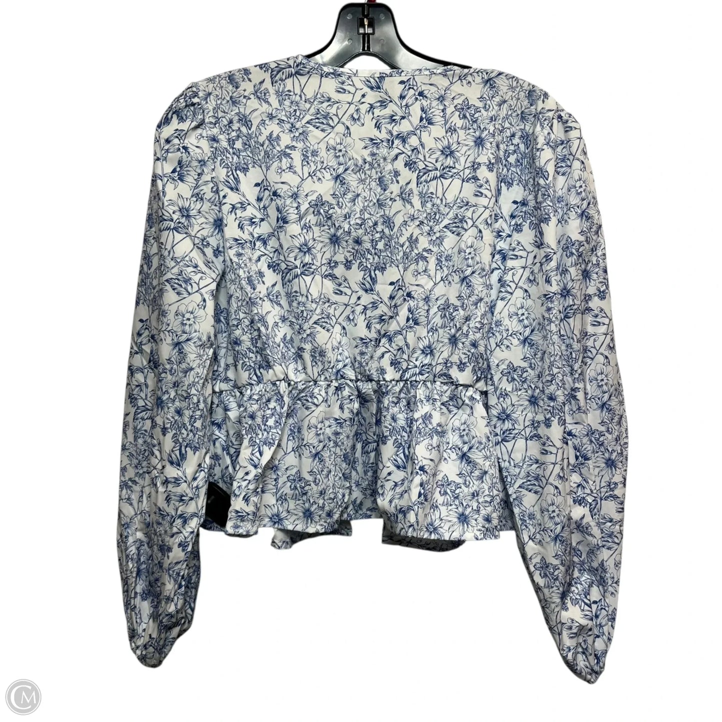 Top Long Sleeve By Shein In Blue & White, Size: S
