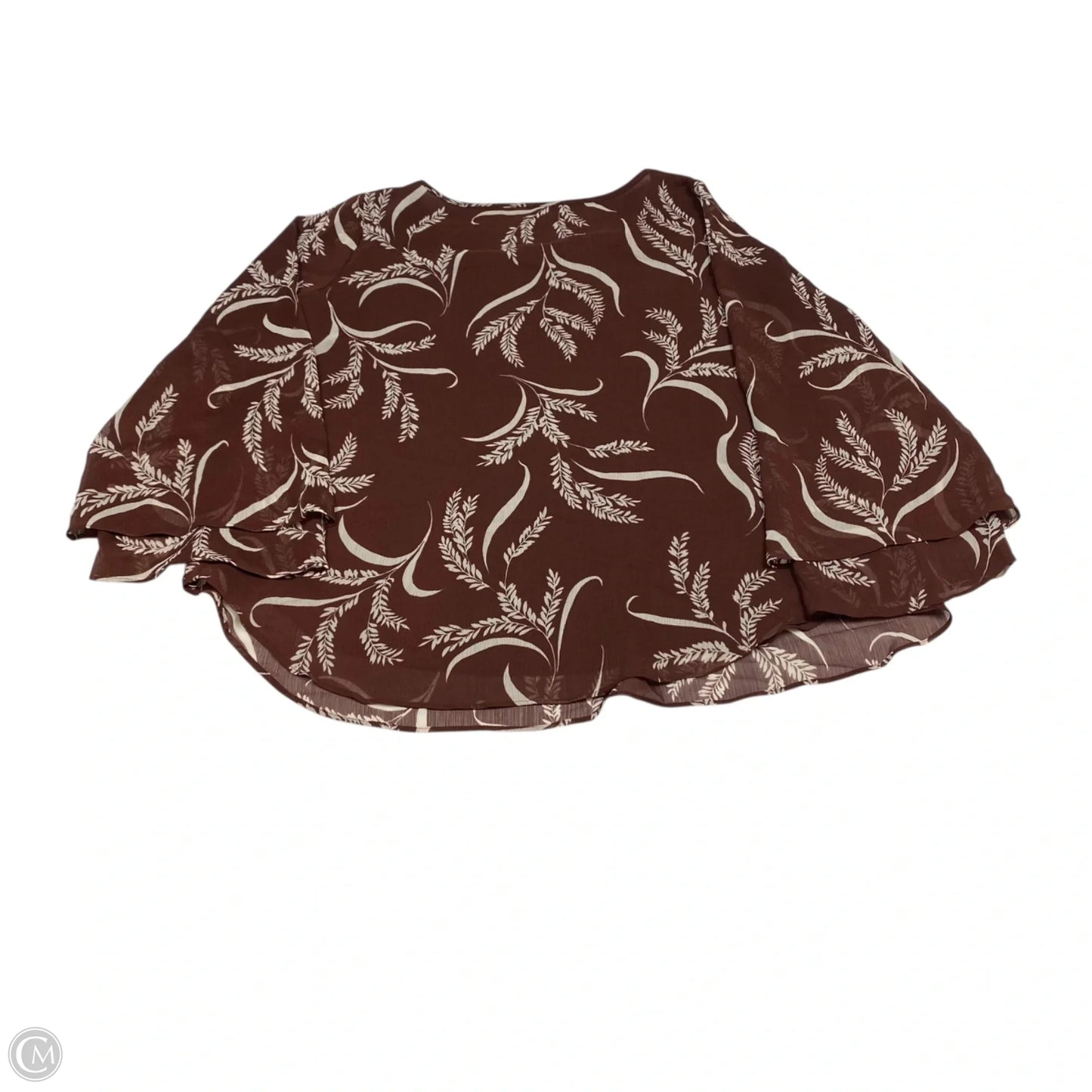 Top Long Sleeve By Ann Taylor In Brown & White, Size: S