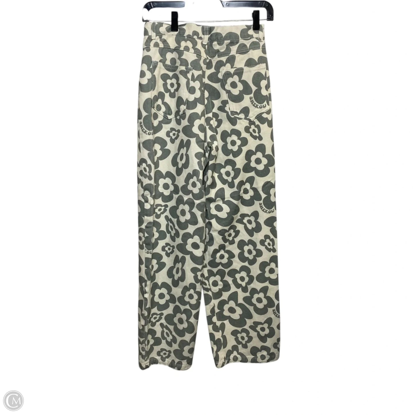 Jeans Wide Leg By Shekou In Cream & Grey, Size: S