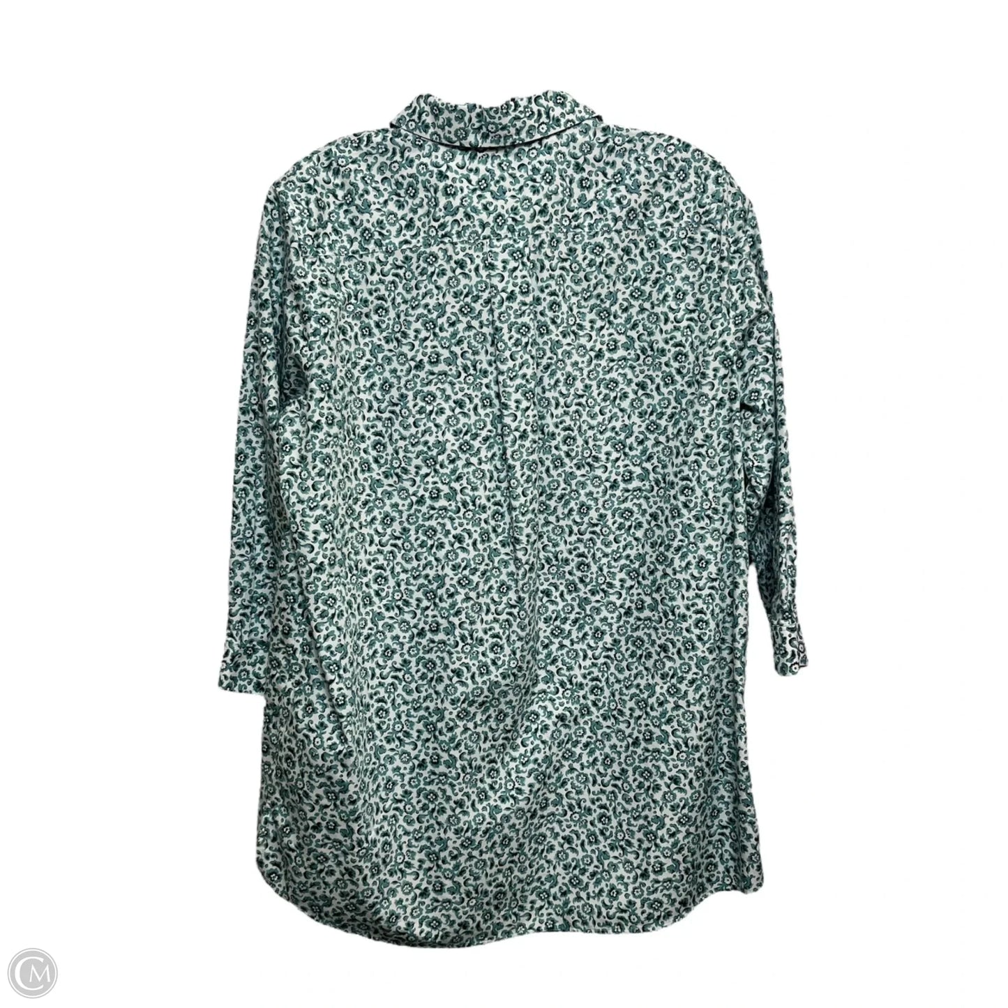 Top Long Sleeve By Lands End In Green & White, Size: M