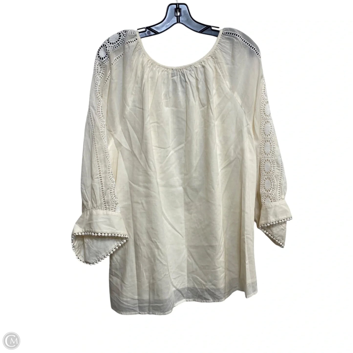 Top 3/4 Sleeve By Karen Kane In Cream, Size: 2x