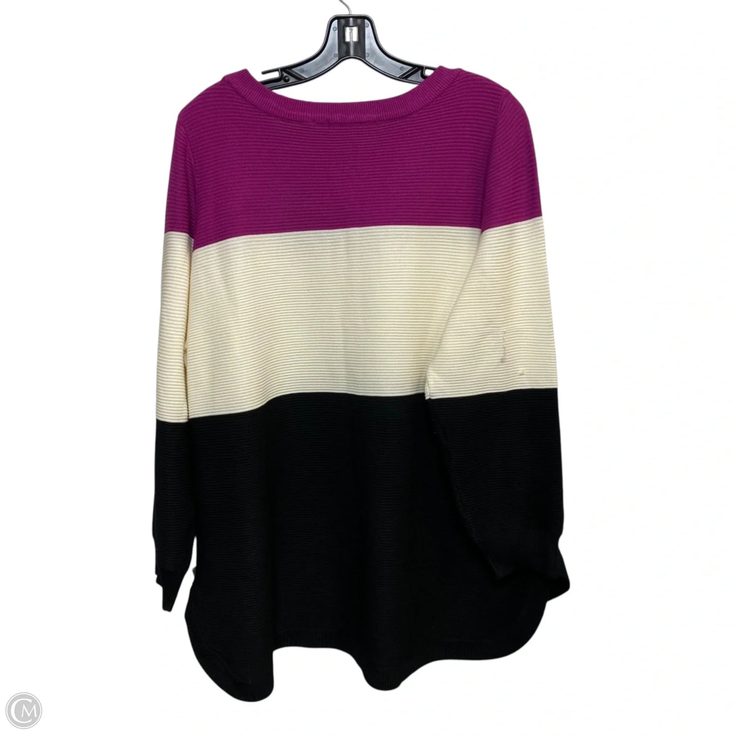 Top Long Sleeve By Cyrus In Cream & Purple, Size: 2x
