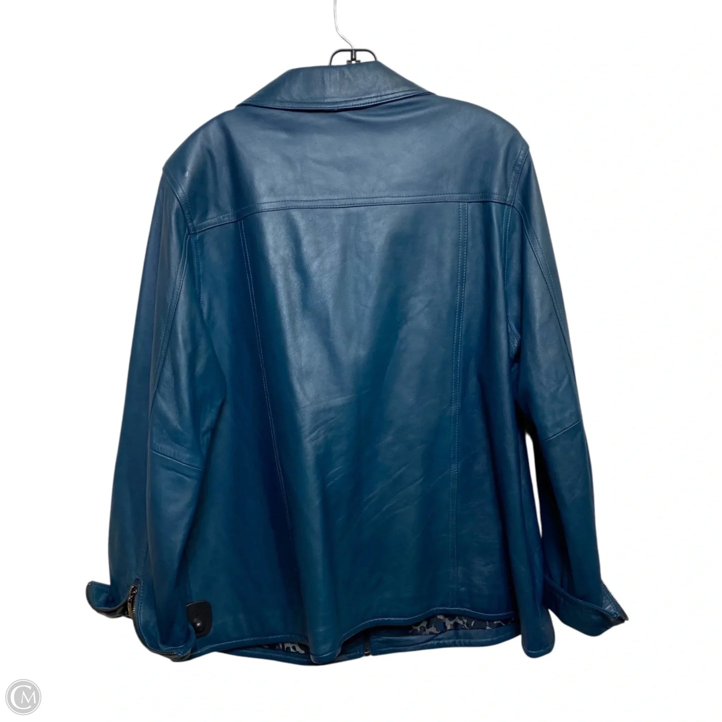 Jacket Leather By Denim And Company In Blue, Size: 1x