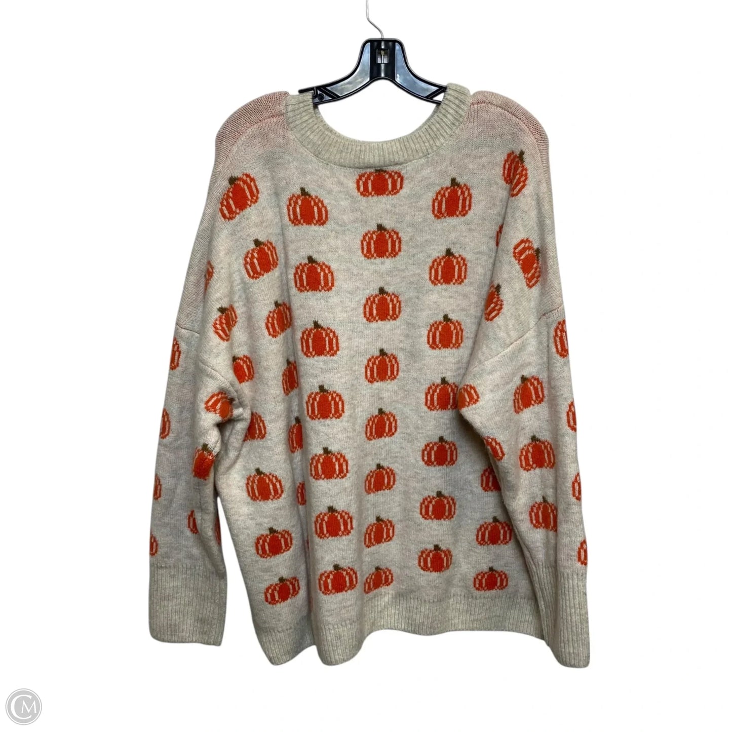 Sweater By Vince Camuto In Cream & Orange, Size: Xxl