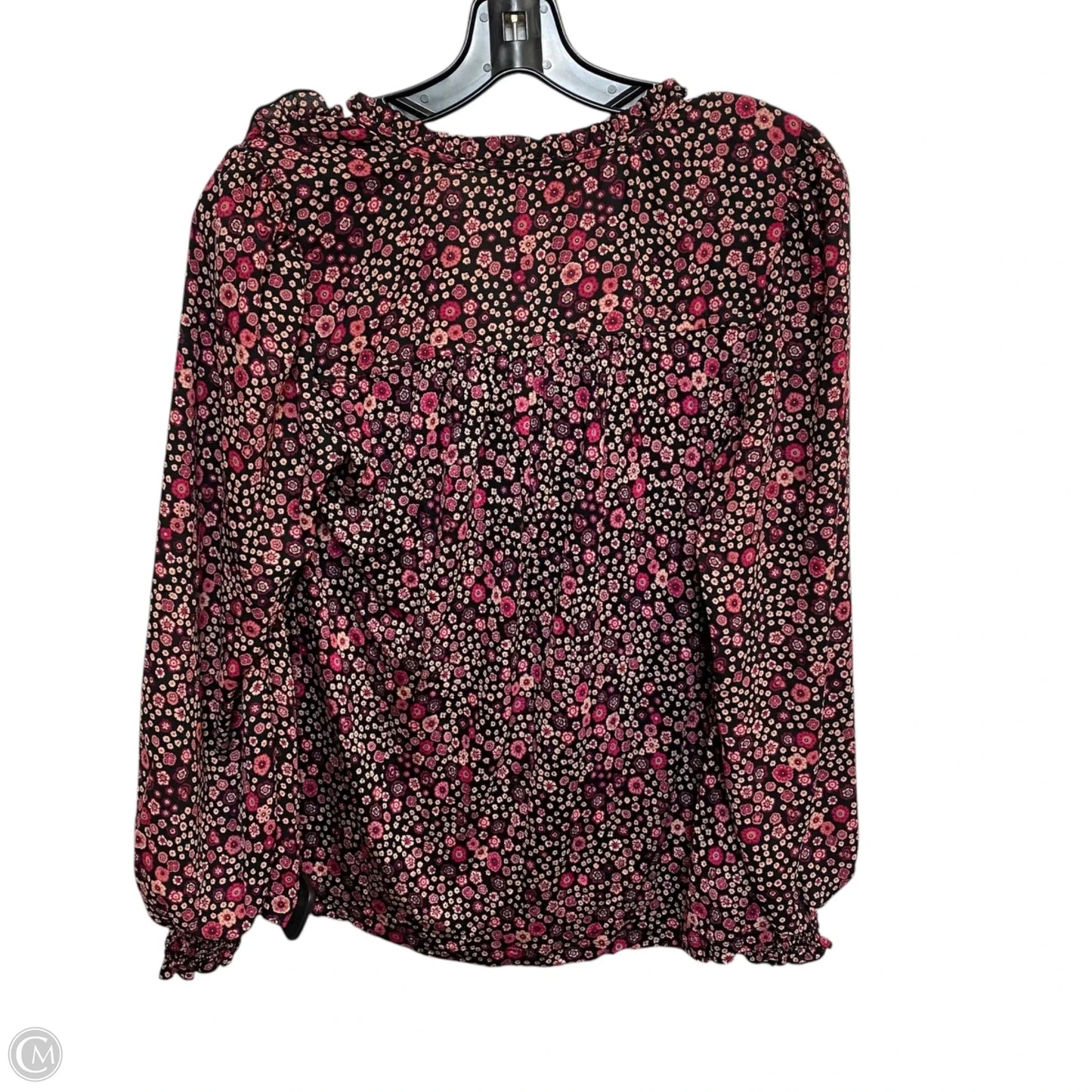 Top Long Sleeve By Loft In Black & Pink, Size: Xs