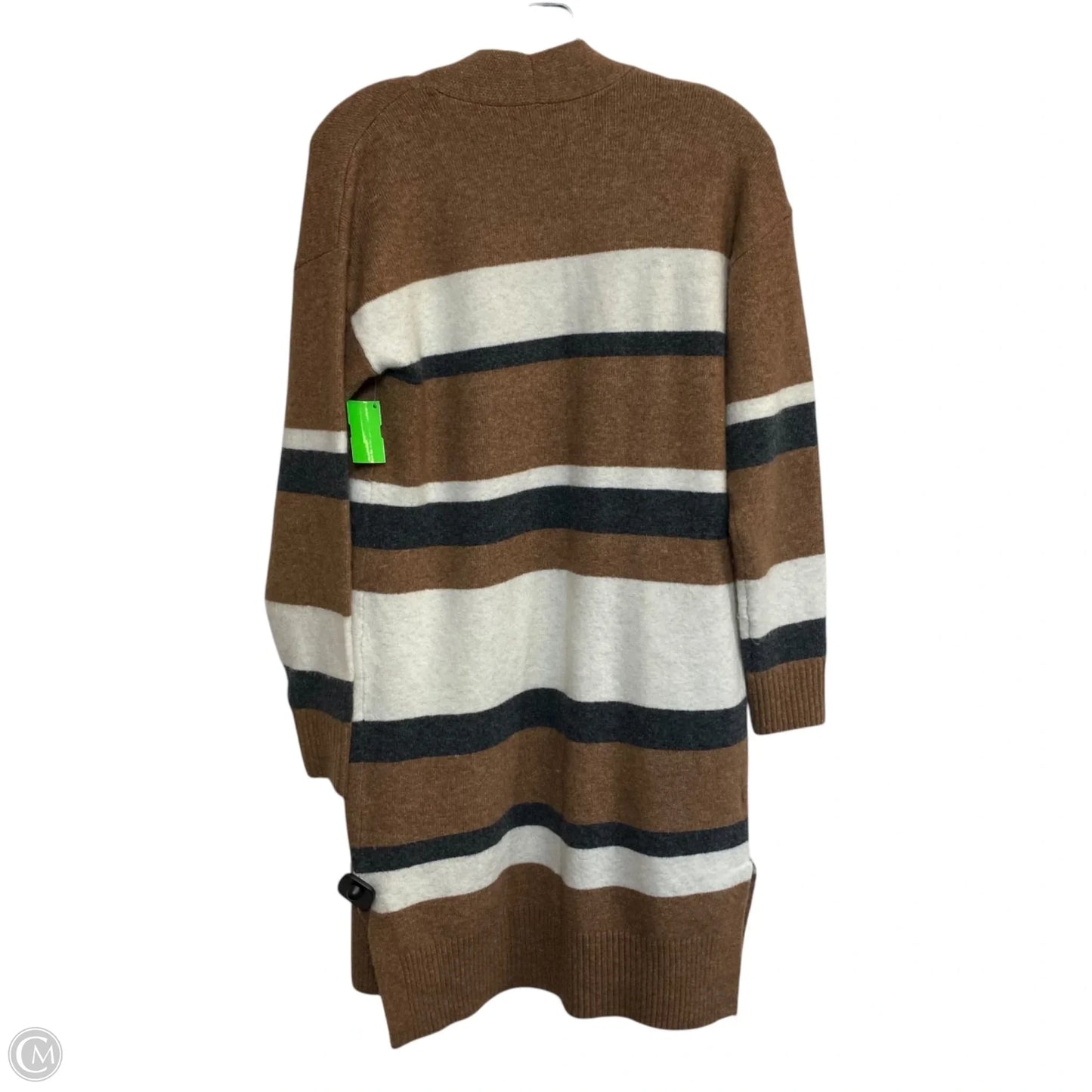 Sweater Cardigan By Loft In Brown & Cream, Size: Xs