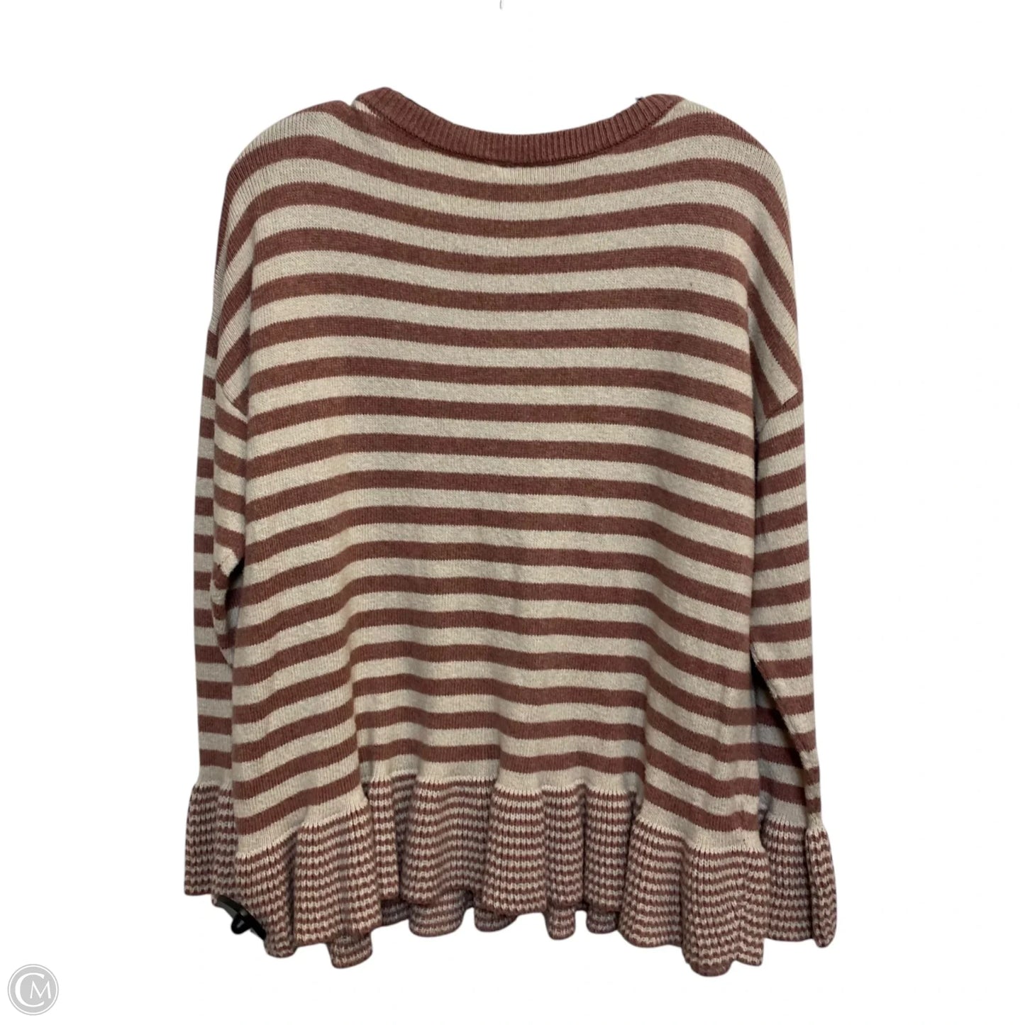 Sweater By Loft In Cream & Pink, Size: L