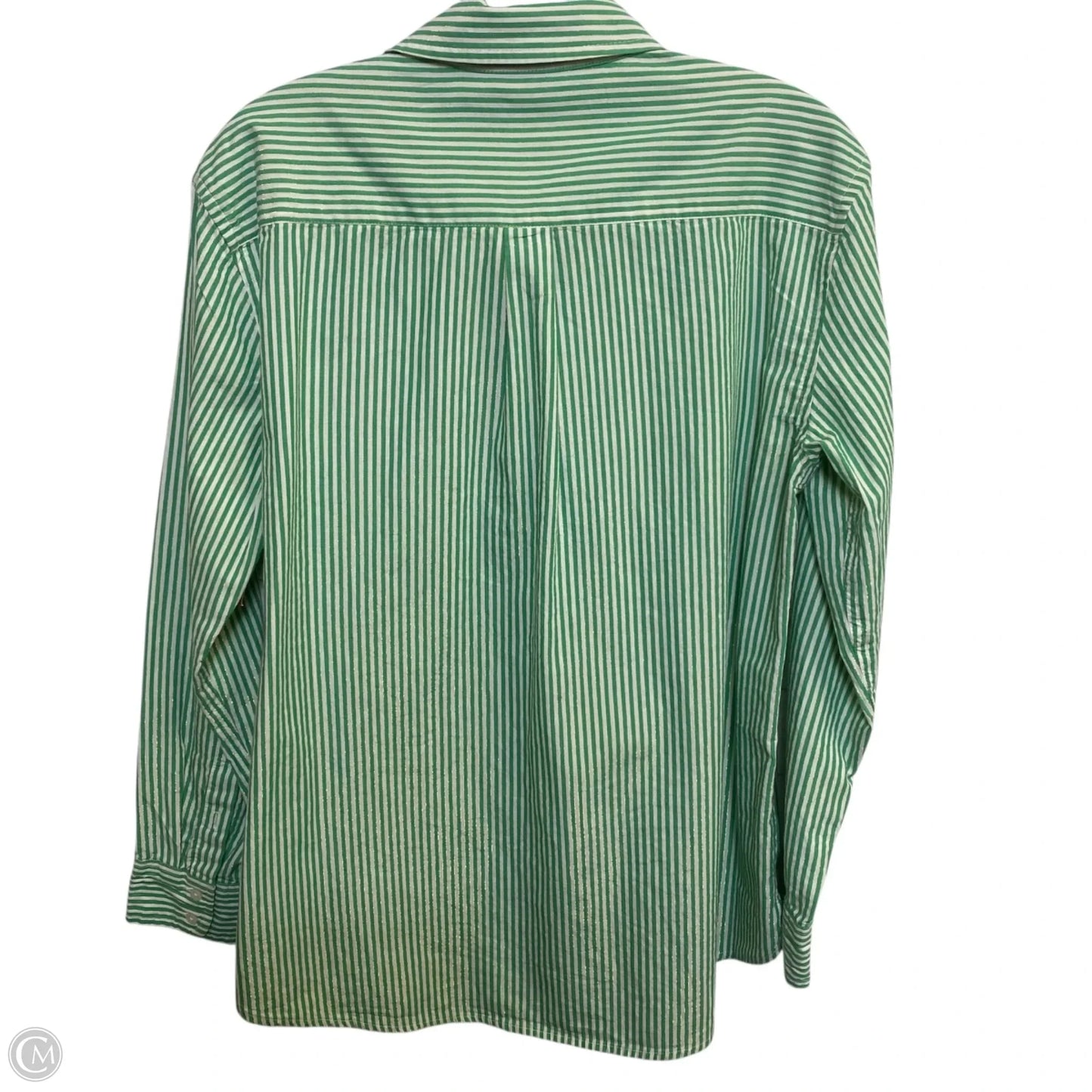 Top Long Sleeve By Crown And Ivy In Green & White, Size: M