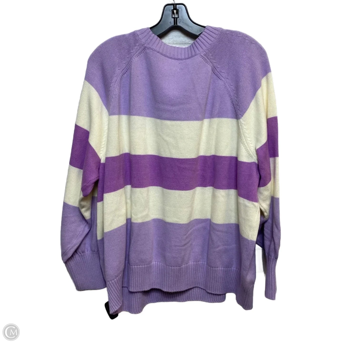 Sweater By Lands End In Cream & Purple, Size: 3x
