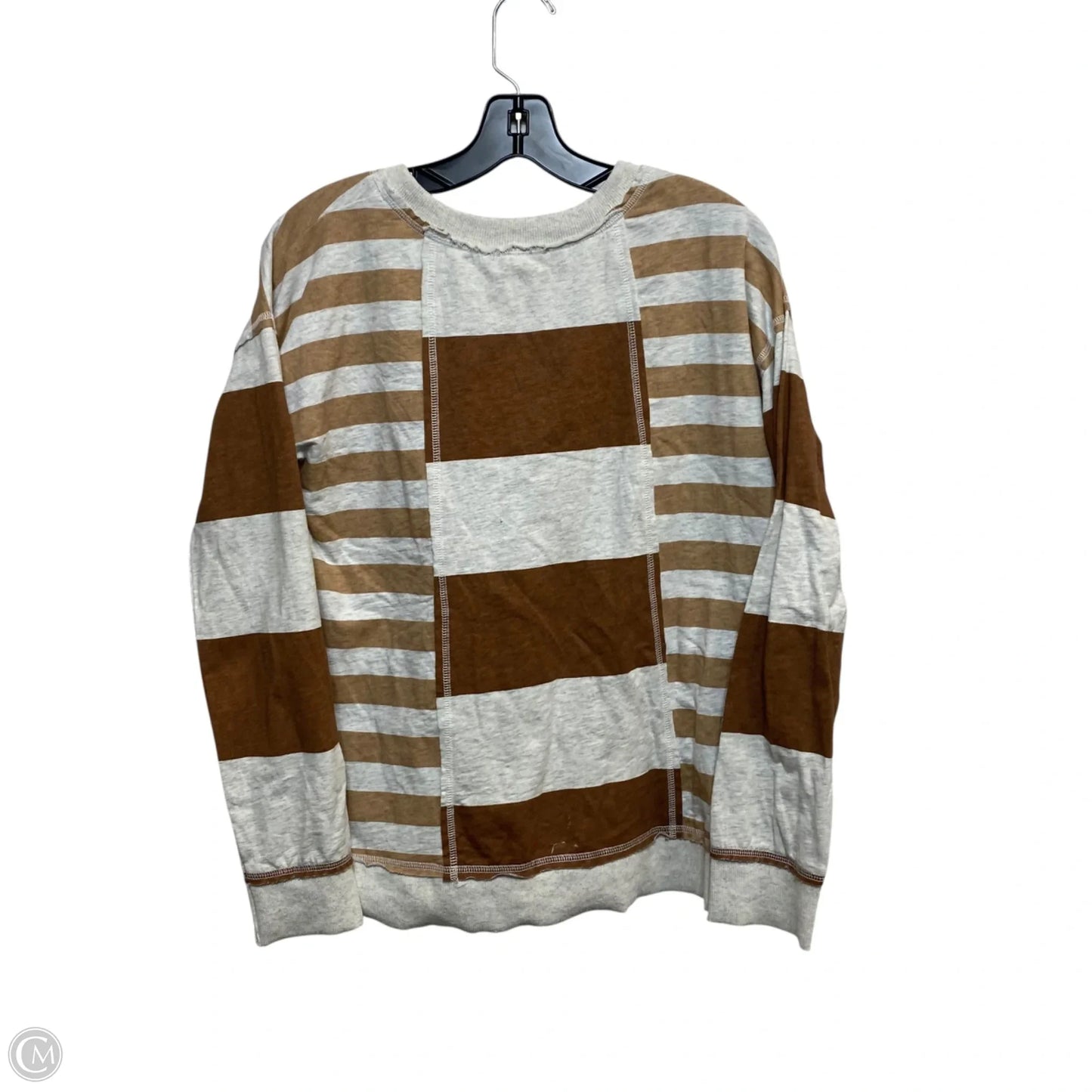 Top Long Sleeve By Hem & Thread In Brown & Grey, Size: M