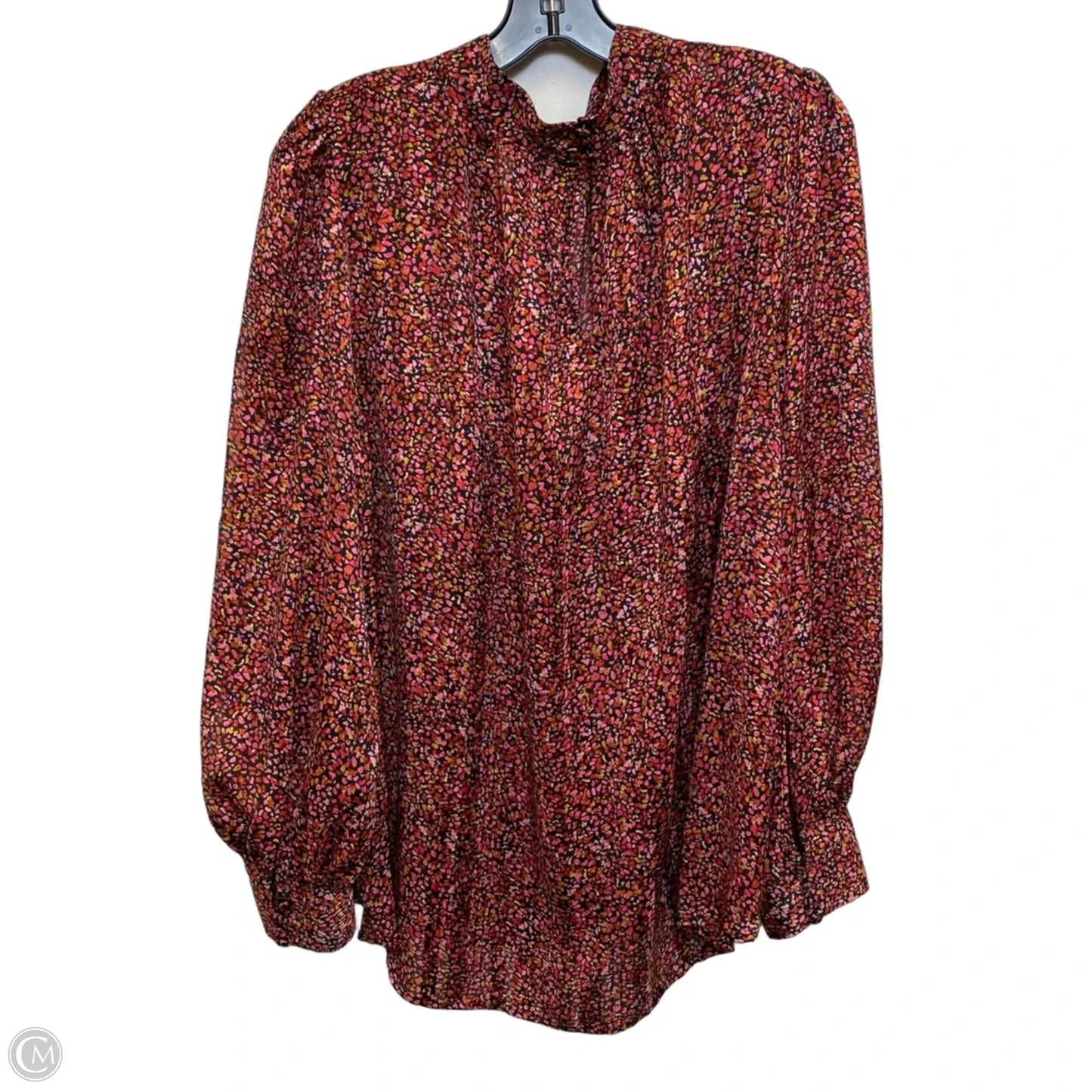 Blouse Long Sleeve By H&m In Pink & Red, Size: Xl