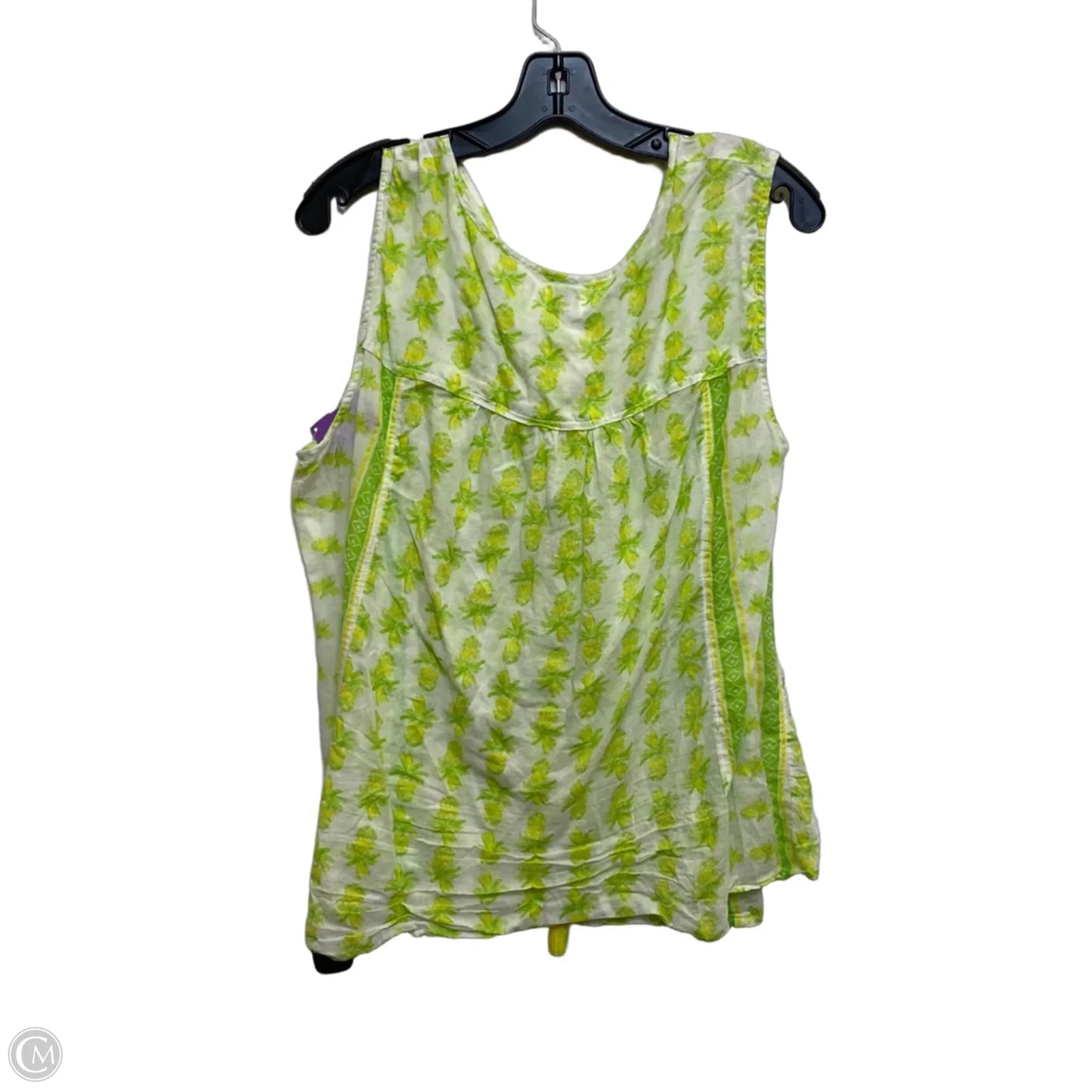 Top Sleeveless By Crown And Ivy In Green & Yellow, Size: 2x