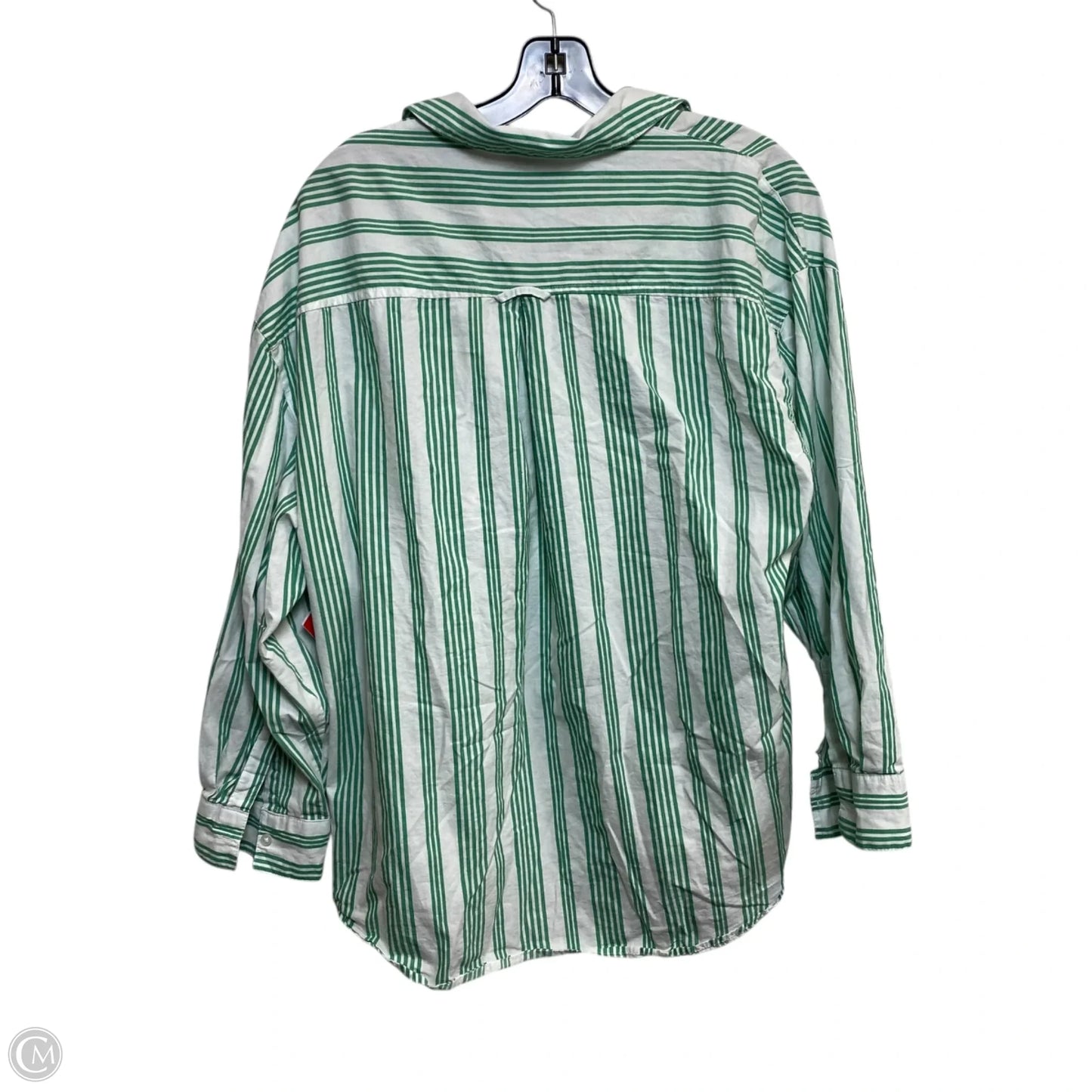 Top Long Sleeve By Old Navy In Green & White, Size: M