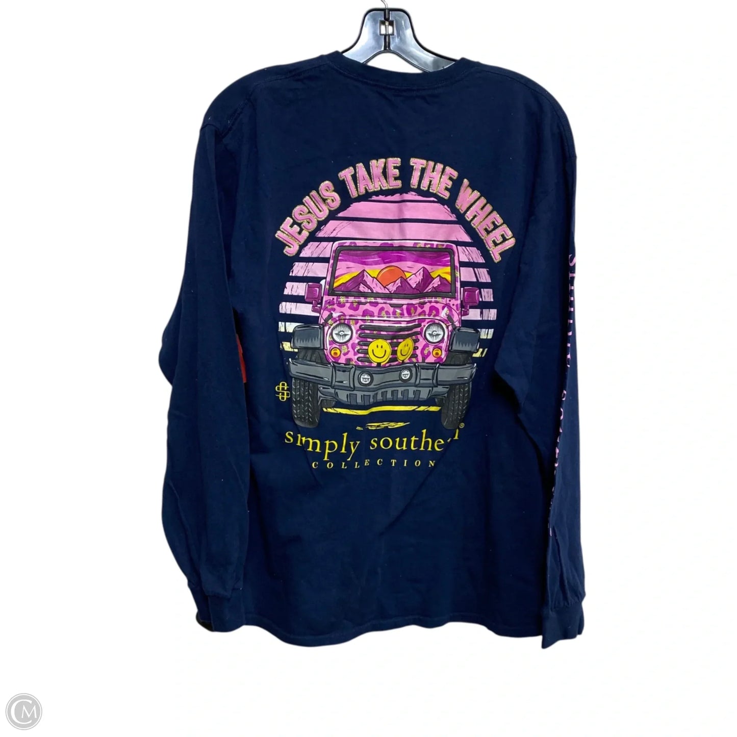 Top Long Sleeve By Simply Southern In Blue, Size: L
