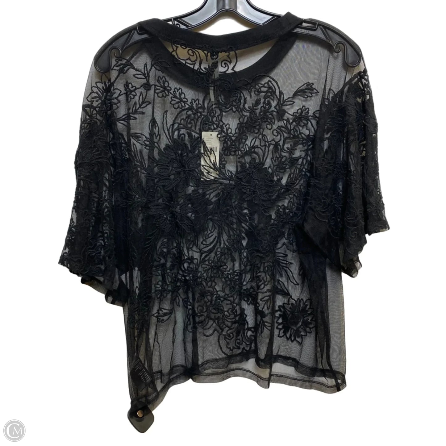 Top Short Sleeve By Anthropologie In Black, Size: L