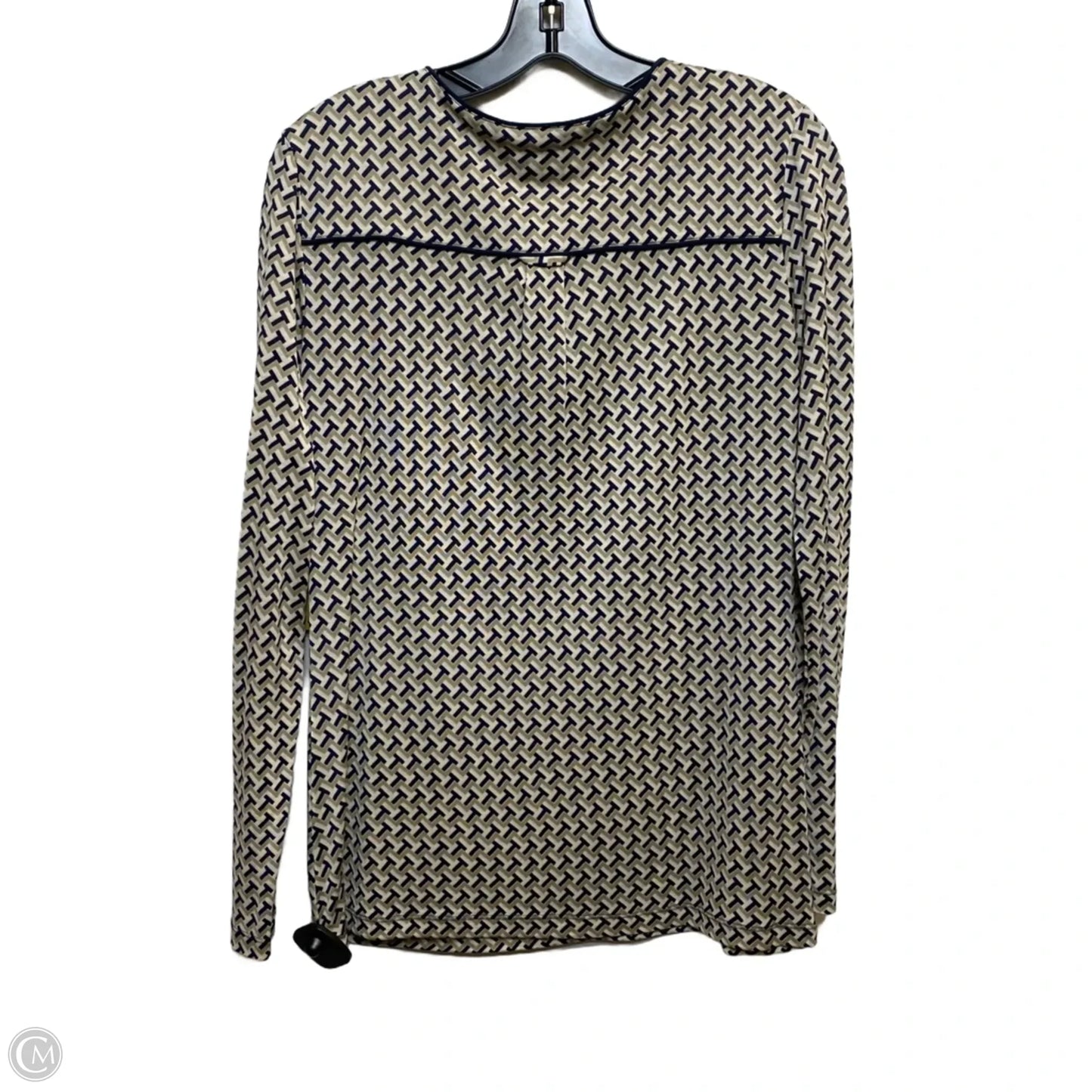 Top Long Sleeve Designer By Tory Burch In Blue & Tan, Size: M