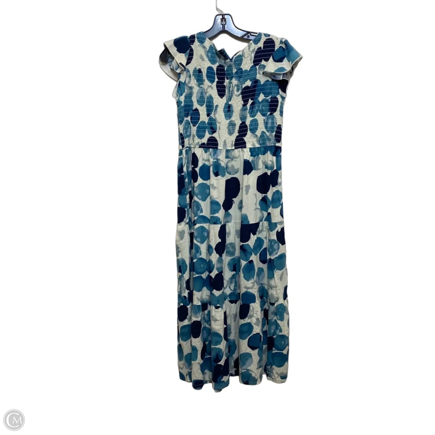 Dress Casual Maxi By Cmf In Blue & Cream, Size: M