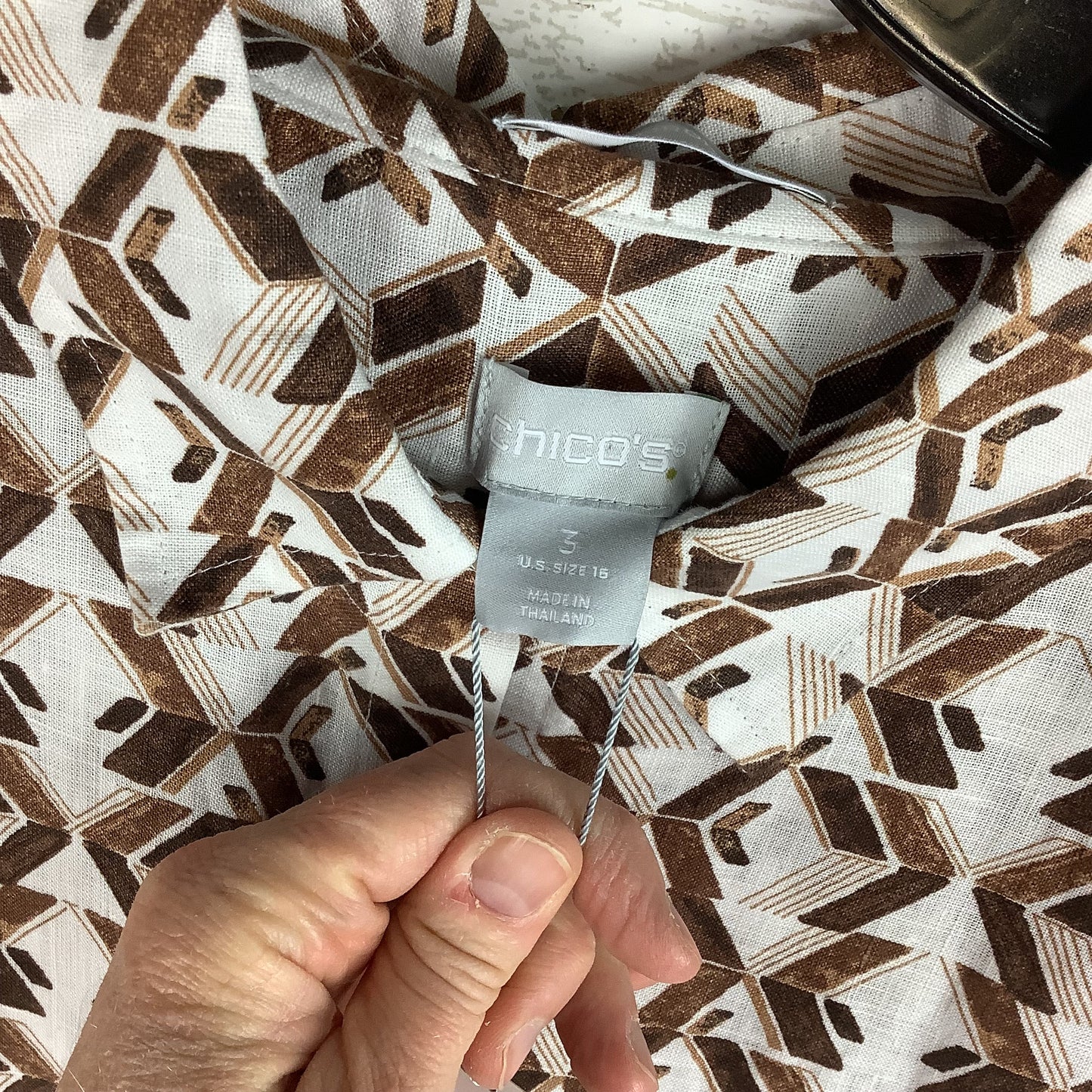 Dress Casual Midi By Chicos In Brown & Cream, Size: Xl (16)