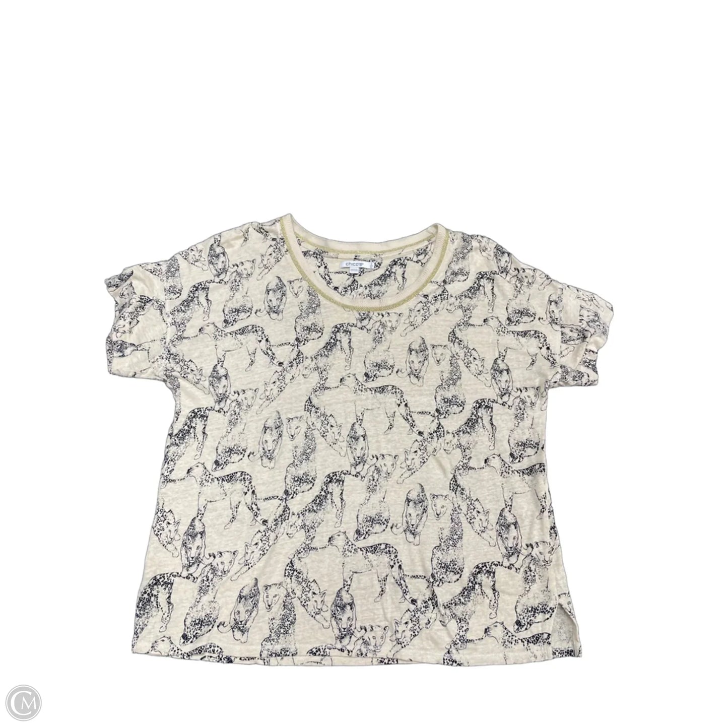 Top Short Sleeve By Chicos In Cream, Size: Xl