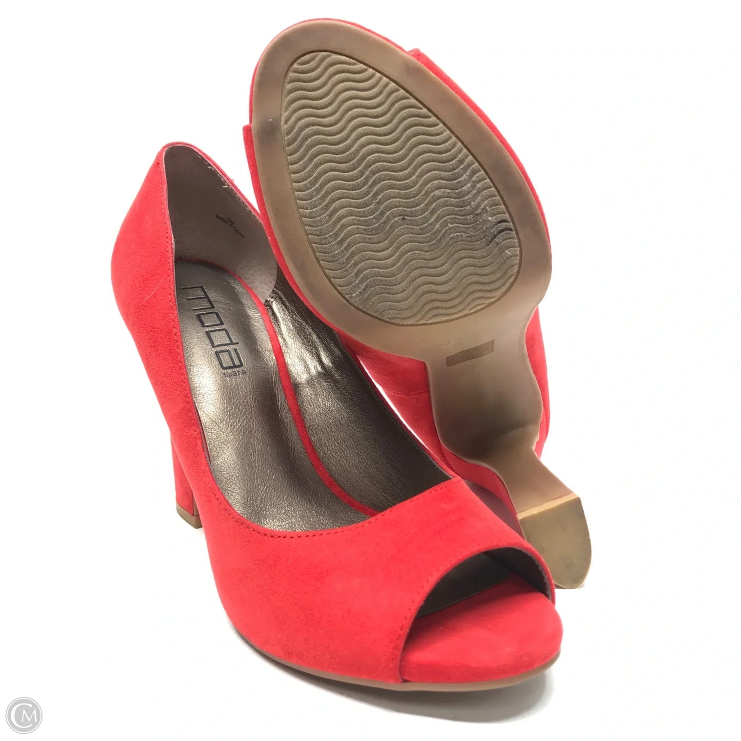 Shoes Heels Block By Moda Intl In Red, Size: 9