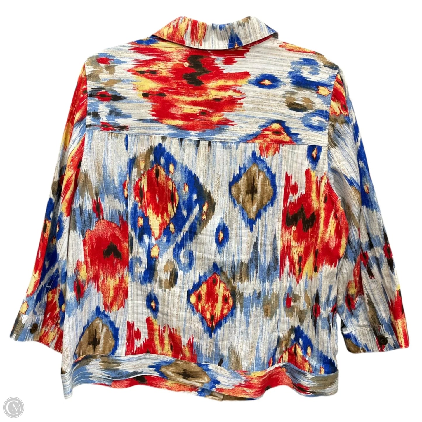Jacket Shirt By Chicos In Multi-colored, Size: L