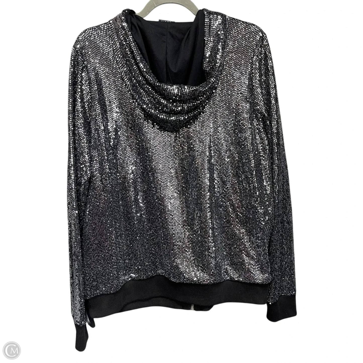 Sweatshirt Hoodie By Torrid In Black & Silver, Size: 1x
