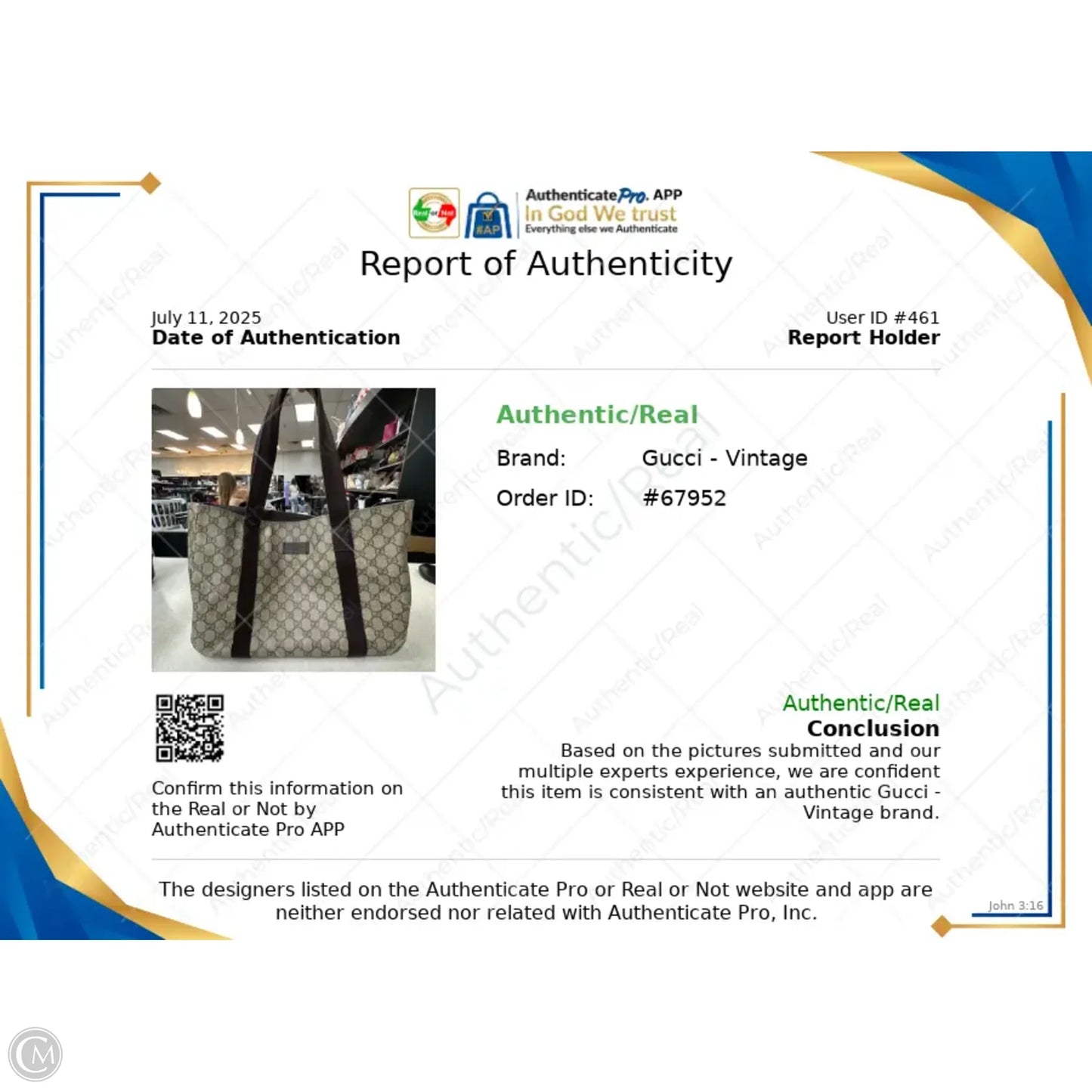 Tote Luxury Designer By Gucci, Size: Medium