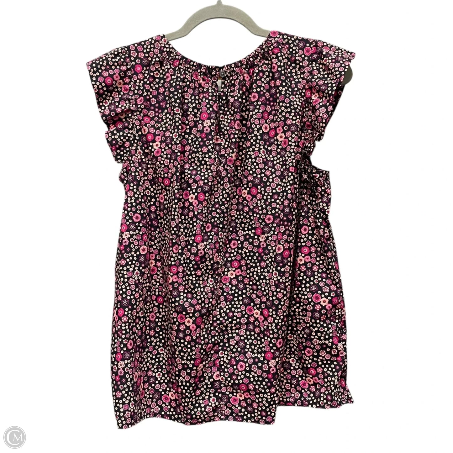 Top Short Sleeve By Loft In Black & Purple, Size: M