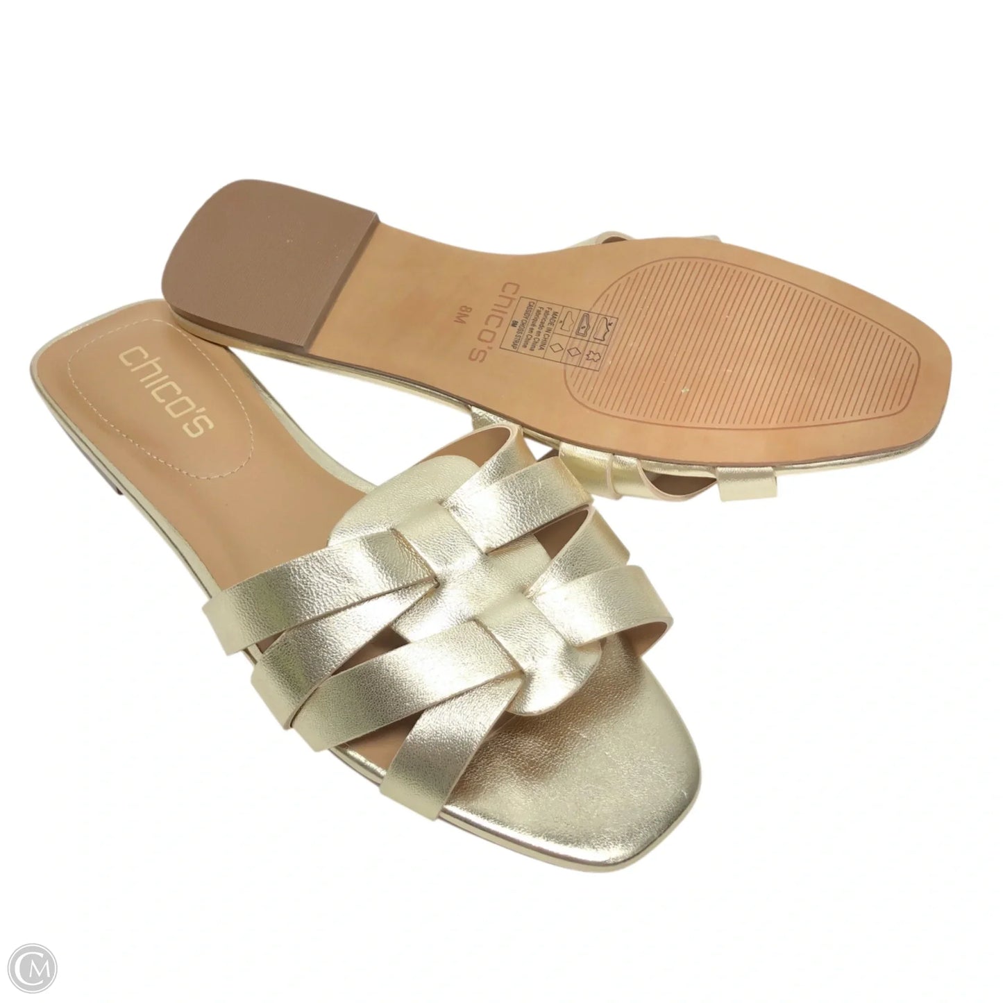 Sandals Flats By Chicos In Gold, Size: 8