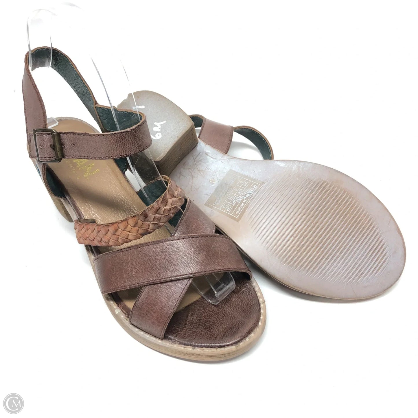 Sandals Heels Block By Bed Stu In Brown, Size: 6