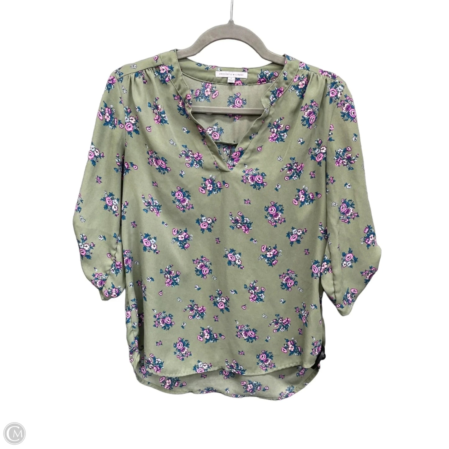 Blouse 3/4 Sleeve By Clothes Mentor In Green, Size: S