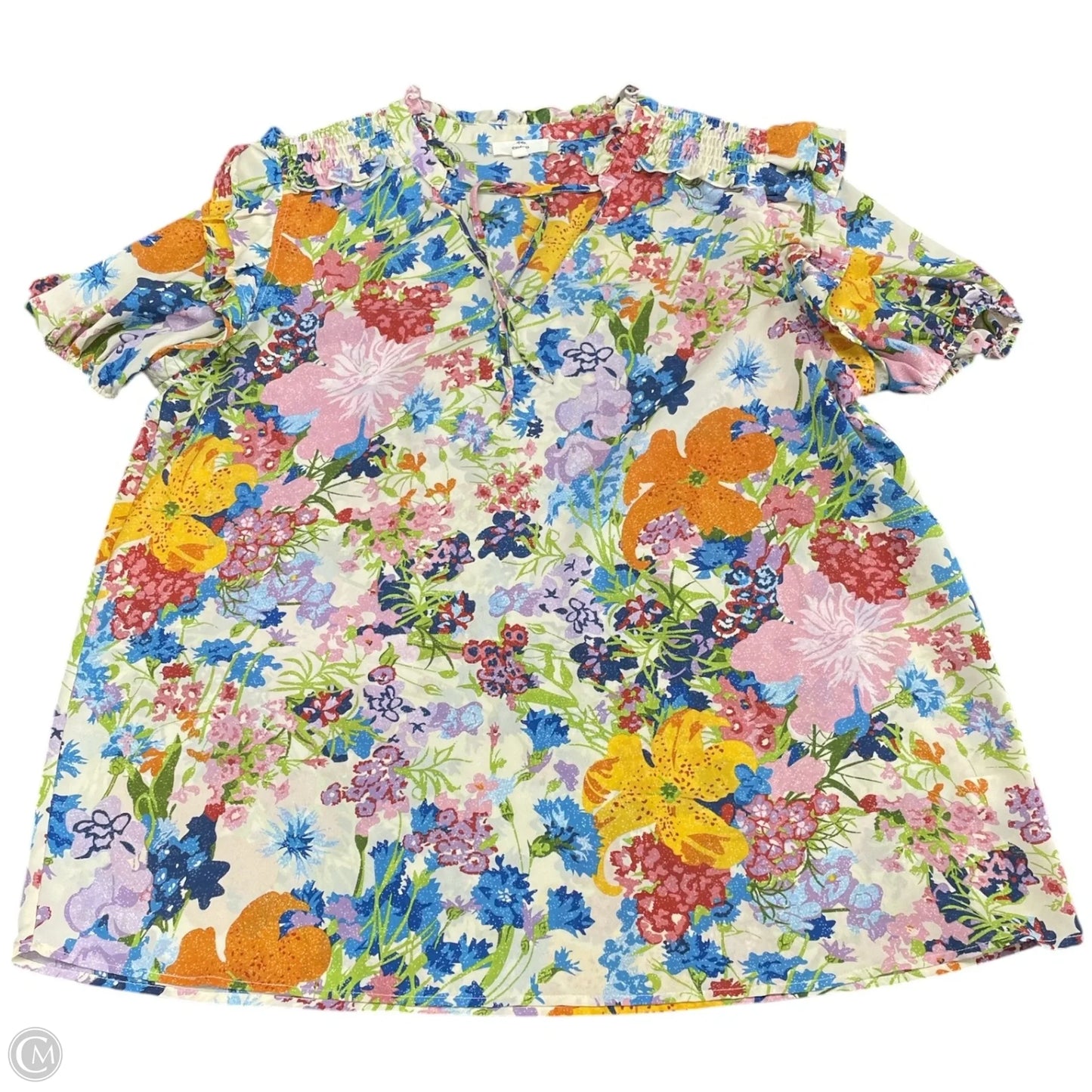 Blouse Short Sleeve By Entro In Floral Print, Size: 1x