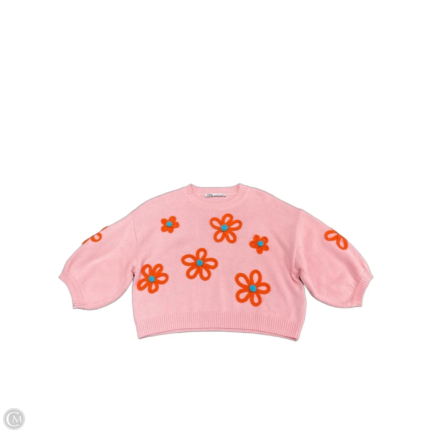 Sweater Short Sleeve By Zara In Orange & Pink, Size: S